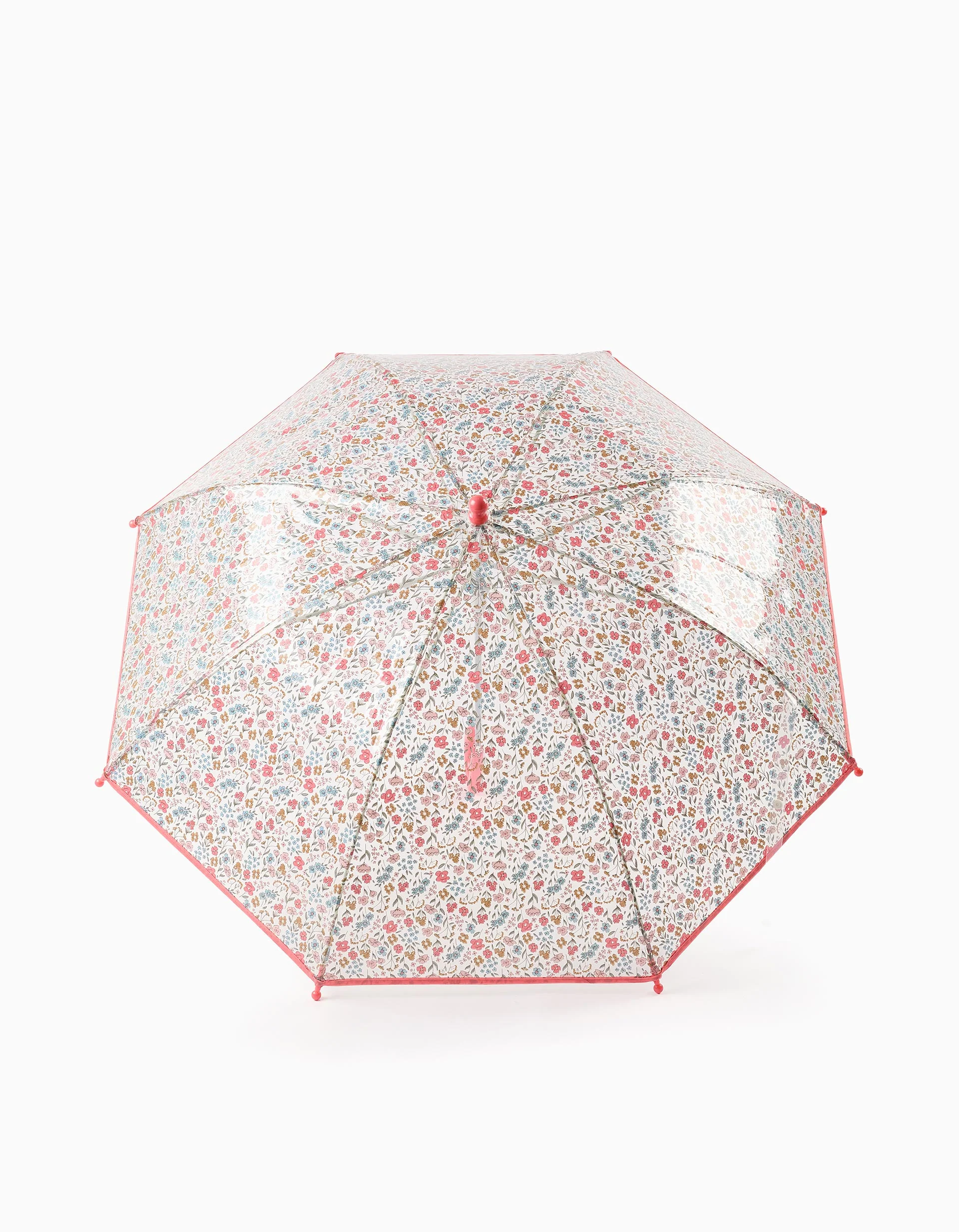 Umbrella for Babies and Girls 'Flowers', Transparent/Grey