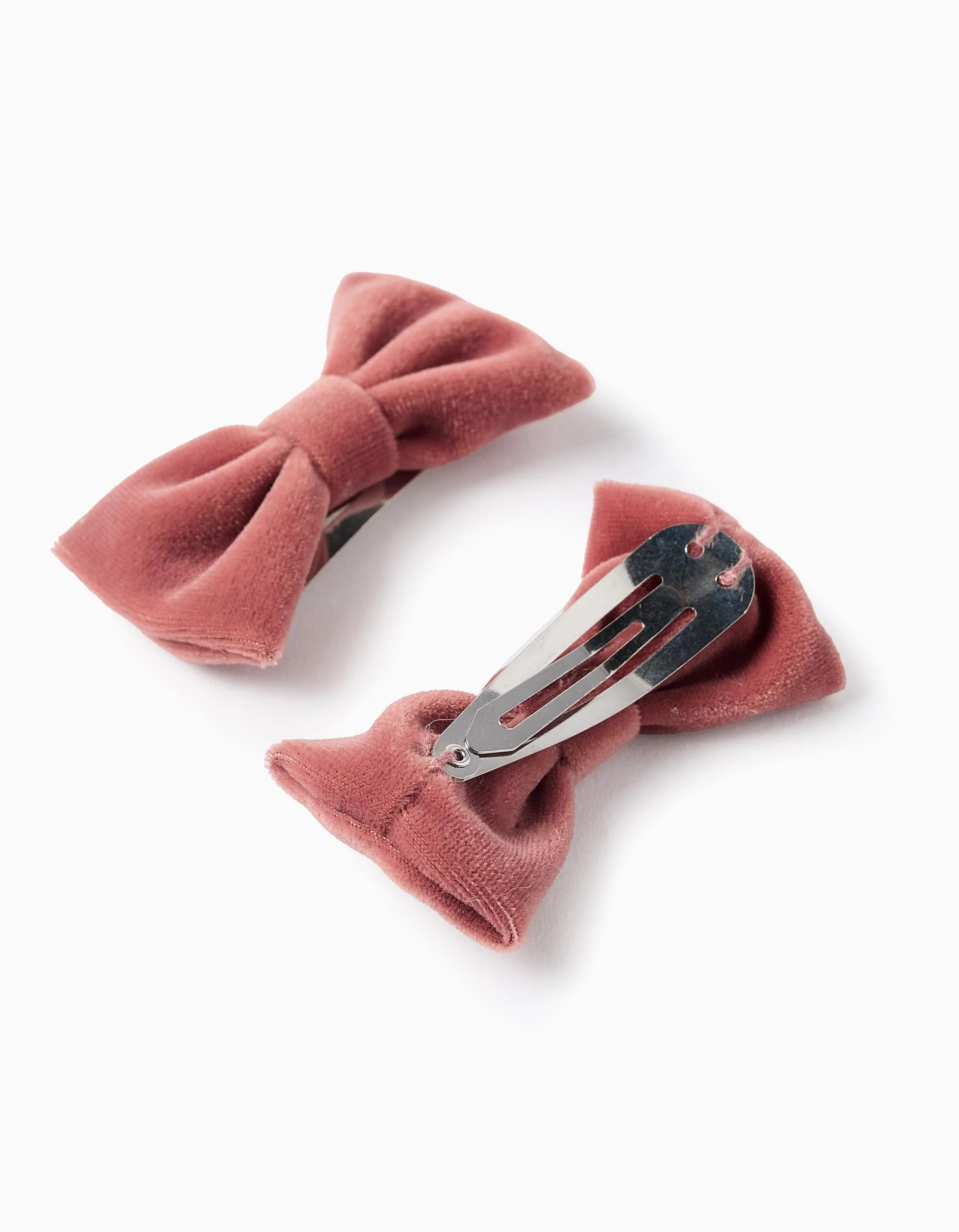 Pack of 2 Velour Hair Clips for Babies and Girls, Pink
