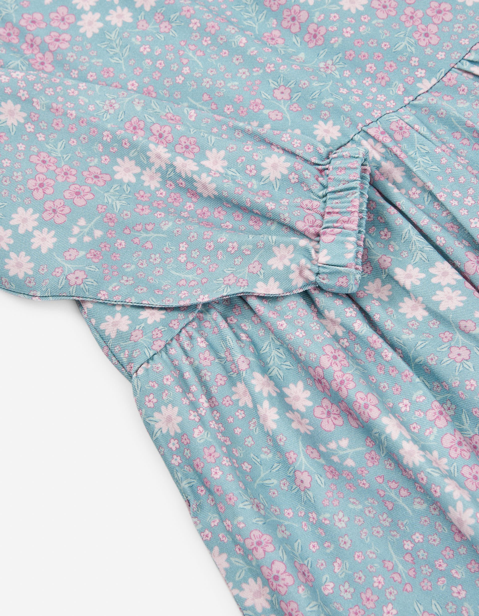 Long sleeve dress with floral pattern for girls, blue/pink