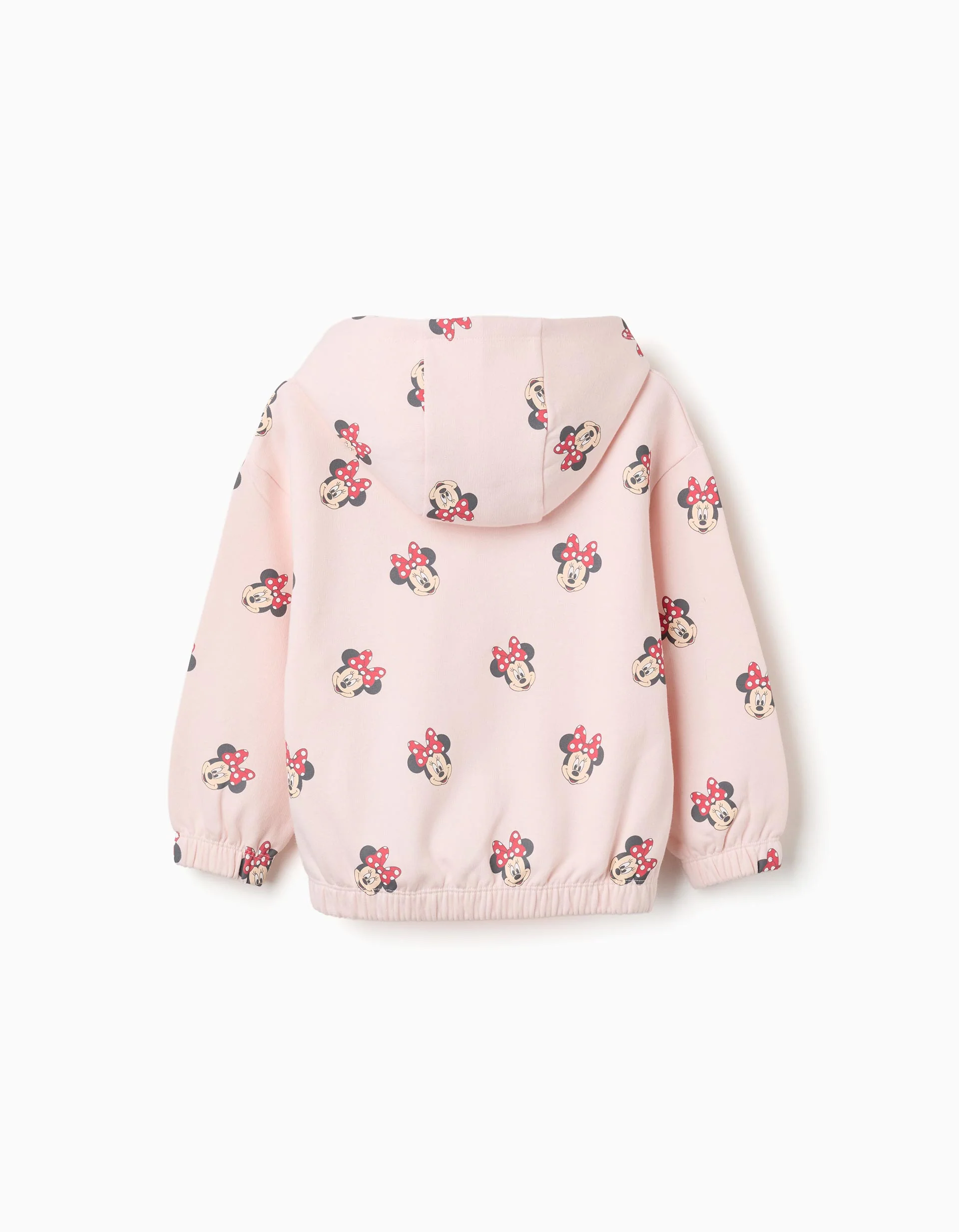 Hooded brushed sweatshirt with Minnie motif for girls, light pink