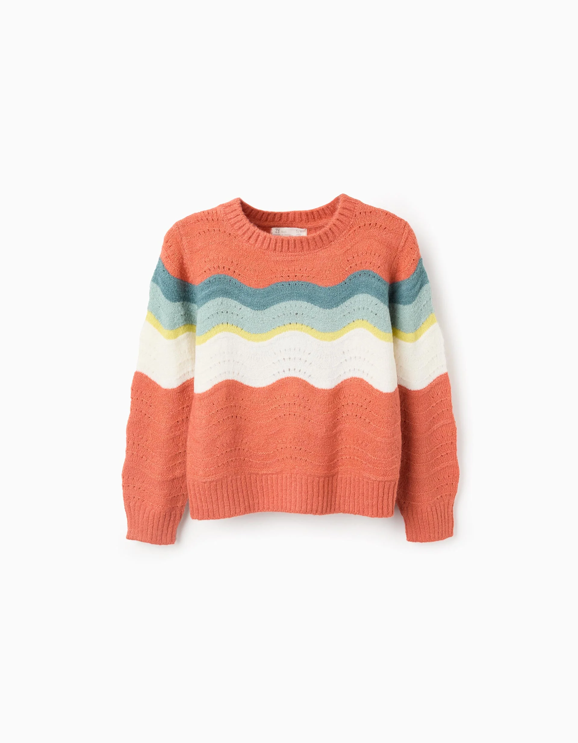 Jumper with Wavy Stripes for Girls, Orange