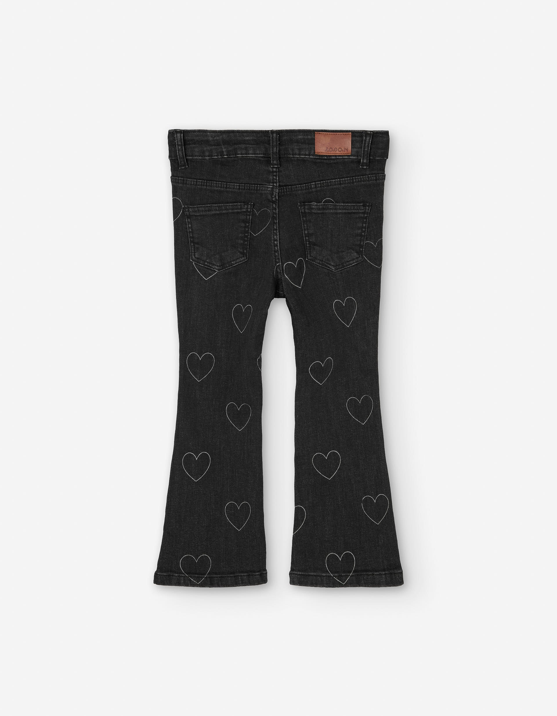 Flared jeans with heart motif for girls, dark grey