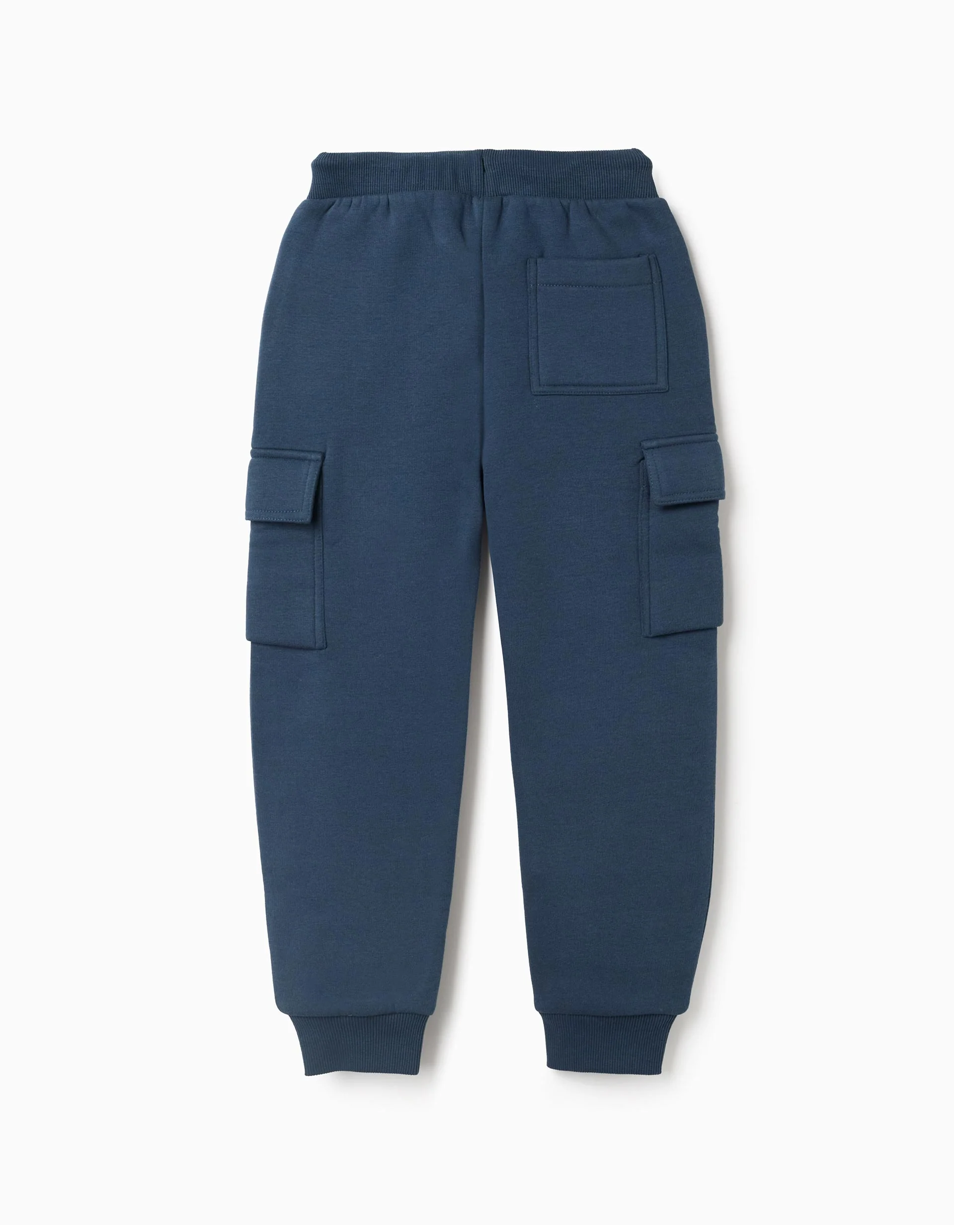 Brushed joggers with cargo pockets and print for boys, dark blue