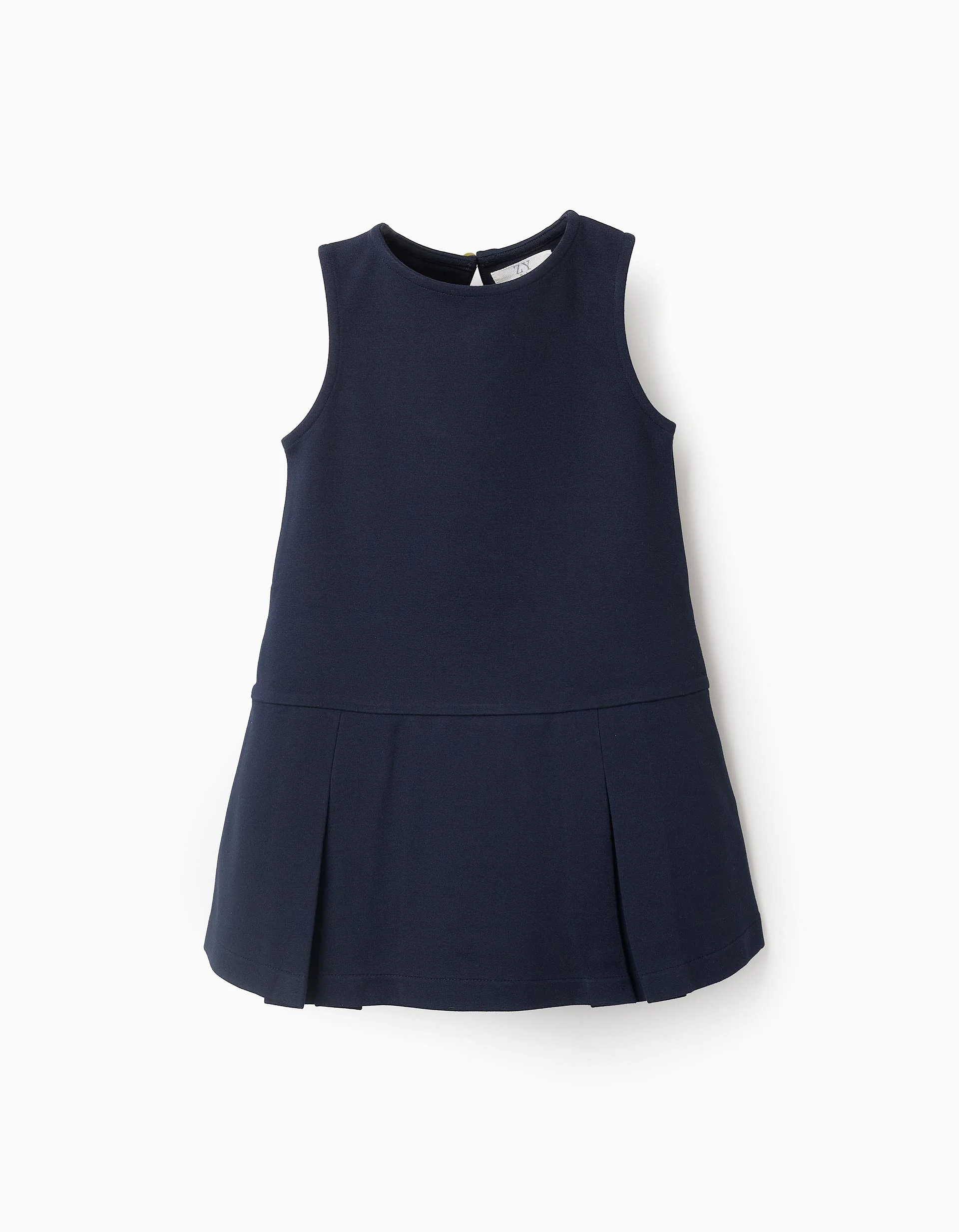Roma Knit Pleated Dress for Baby Girls, Dark Blue