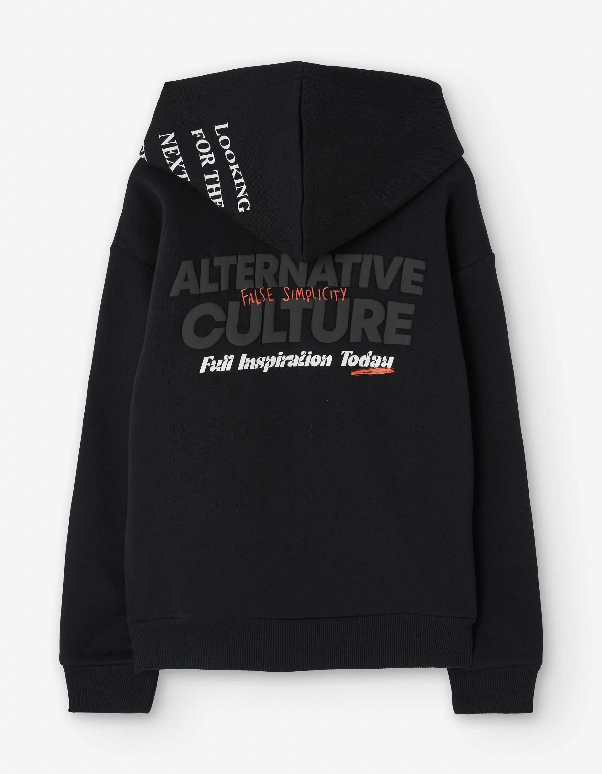 Brushed hooded jacket with Creative print for boys, black