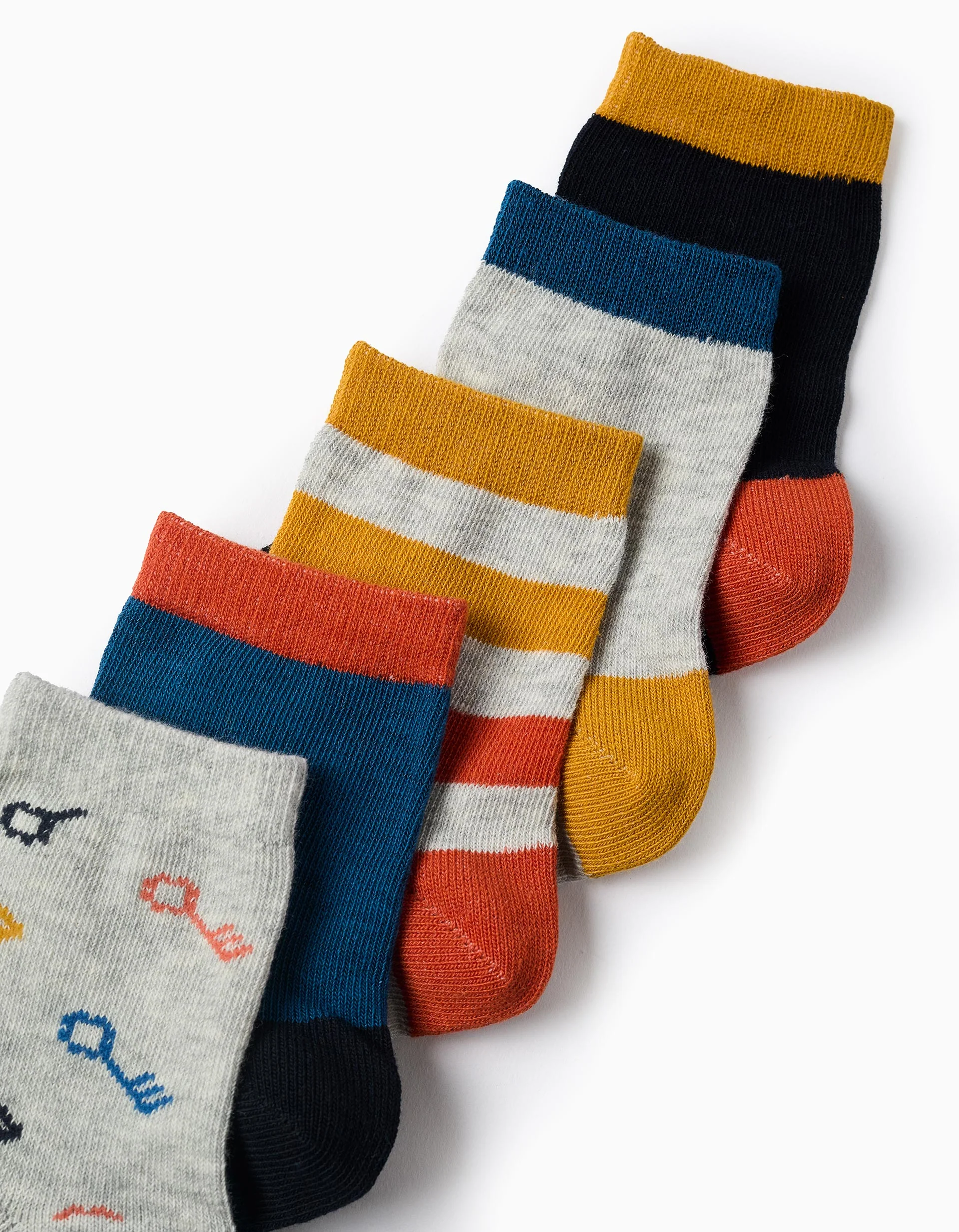 Pack of 5 Pairs of Socks for Boys 'Keys', Multicolour