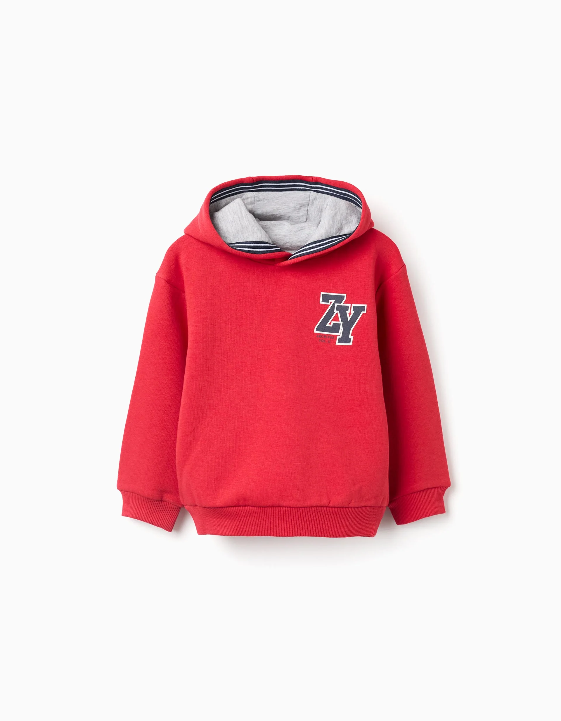 Brushed Hooded Sweatshirt with Print for Baby Boys, Red