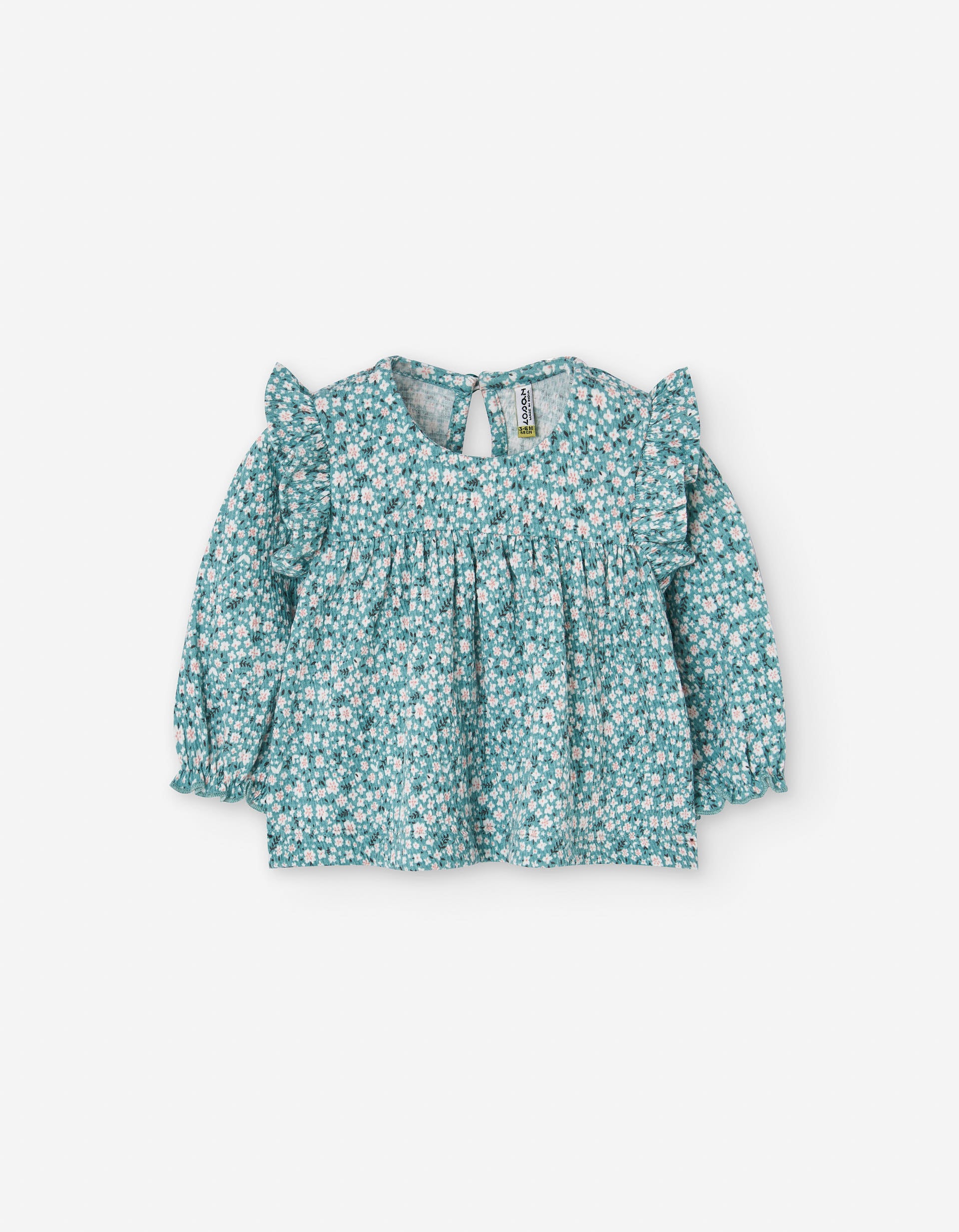Long sleeve T-shirt with floral motif for baby girls, green