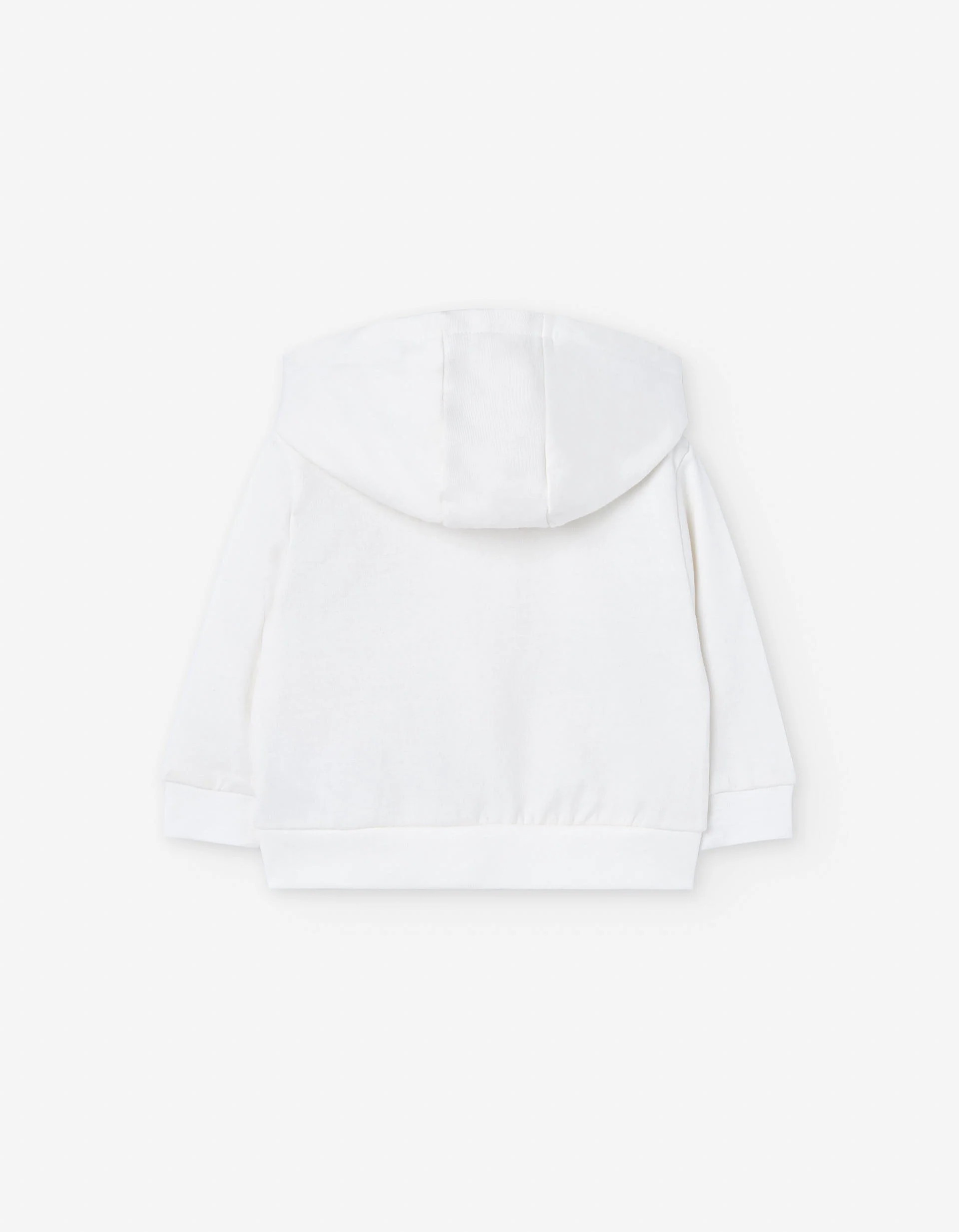Brushed cotton jacket with hood and print for baby boys, white