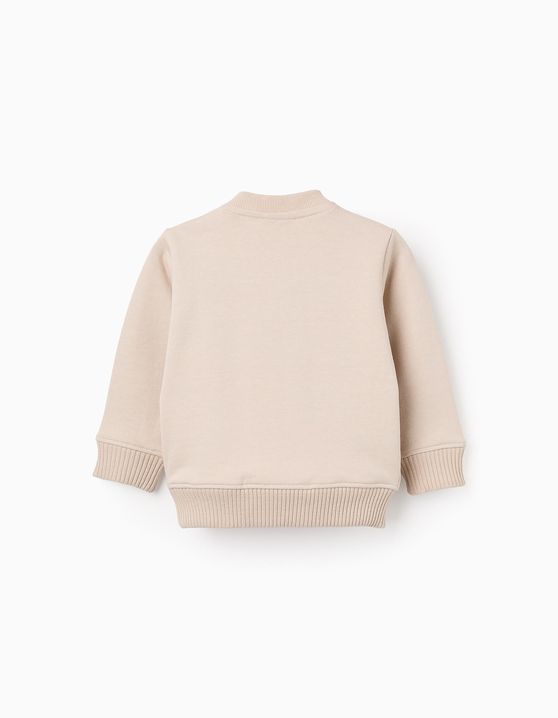 Cotton Sweatshirt with Kangaroo Pocket for Baby Boys 'Actions', Beige