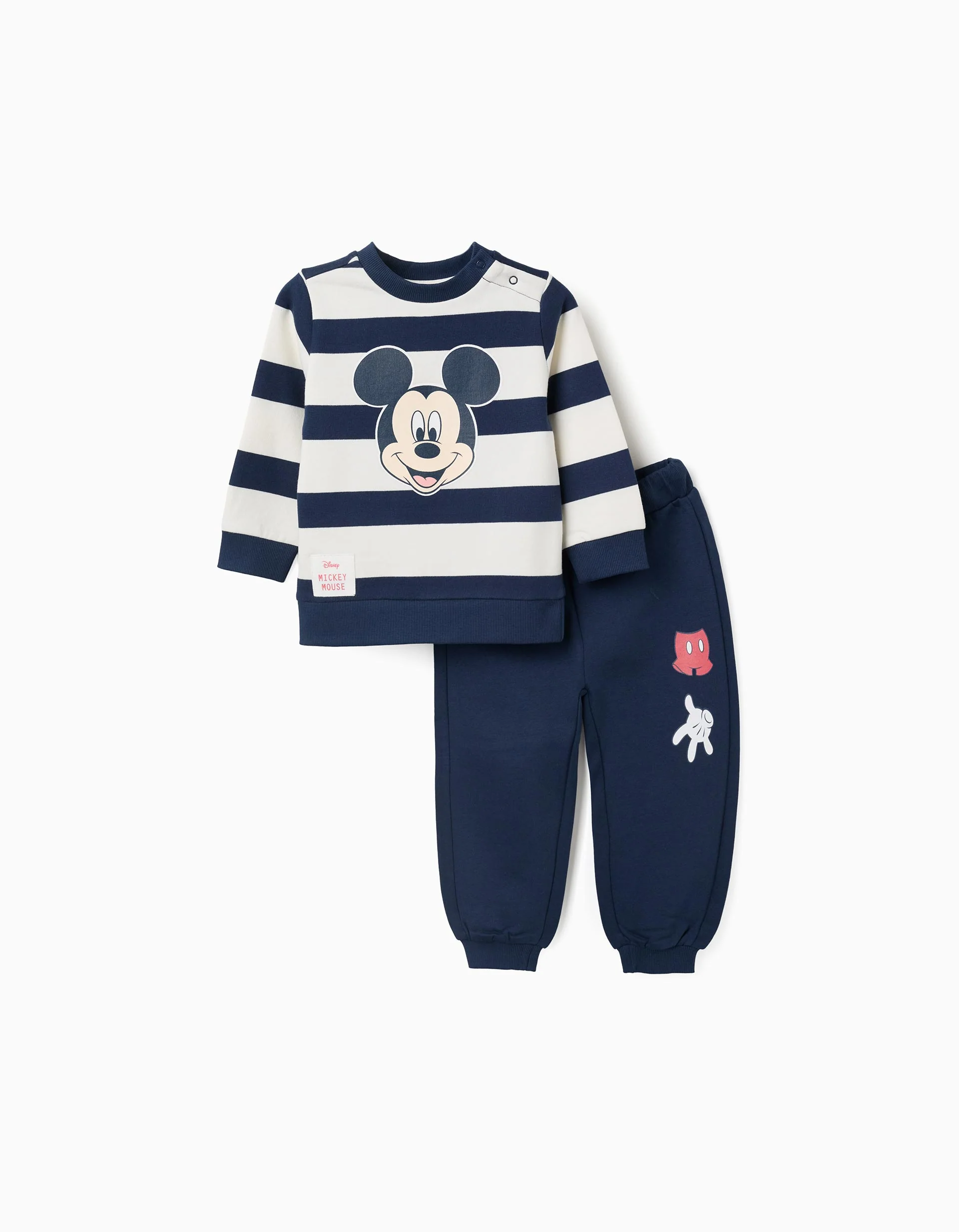 Brushed sweatshirt + joggers with Mickey for babies and boys, blue/white