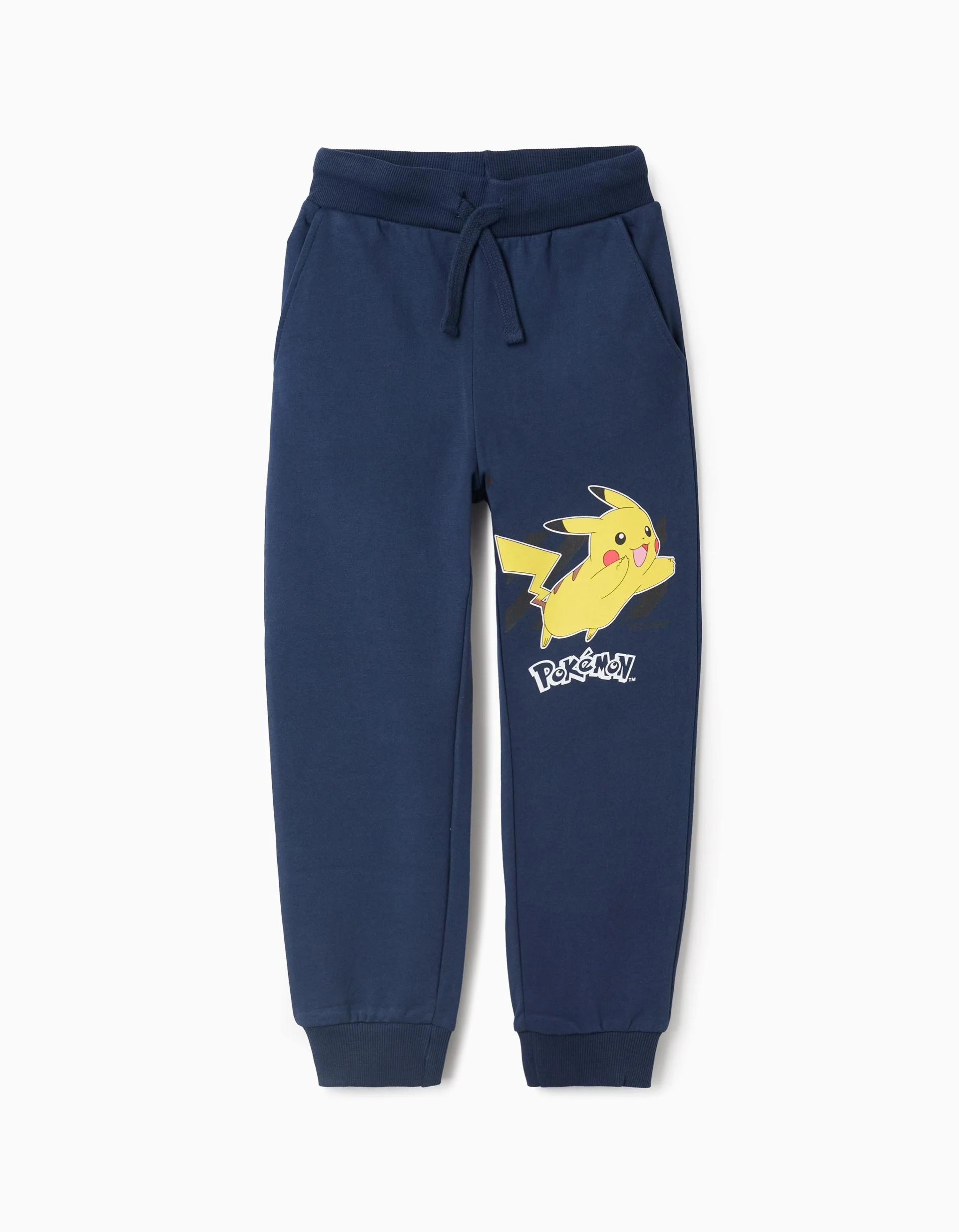 Brushed cotton joggers with Pikachu print for boys, dark blue