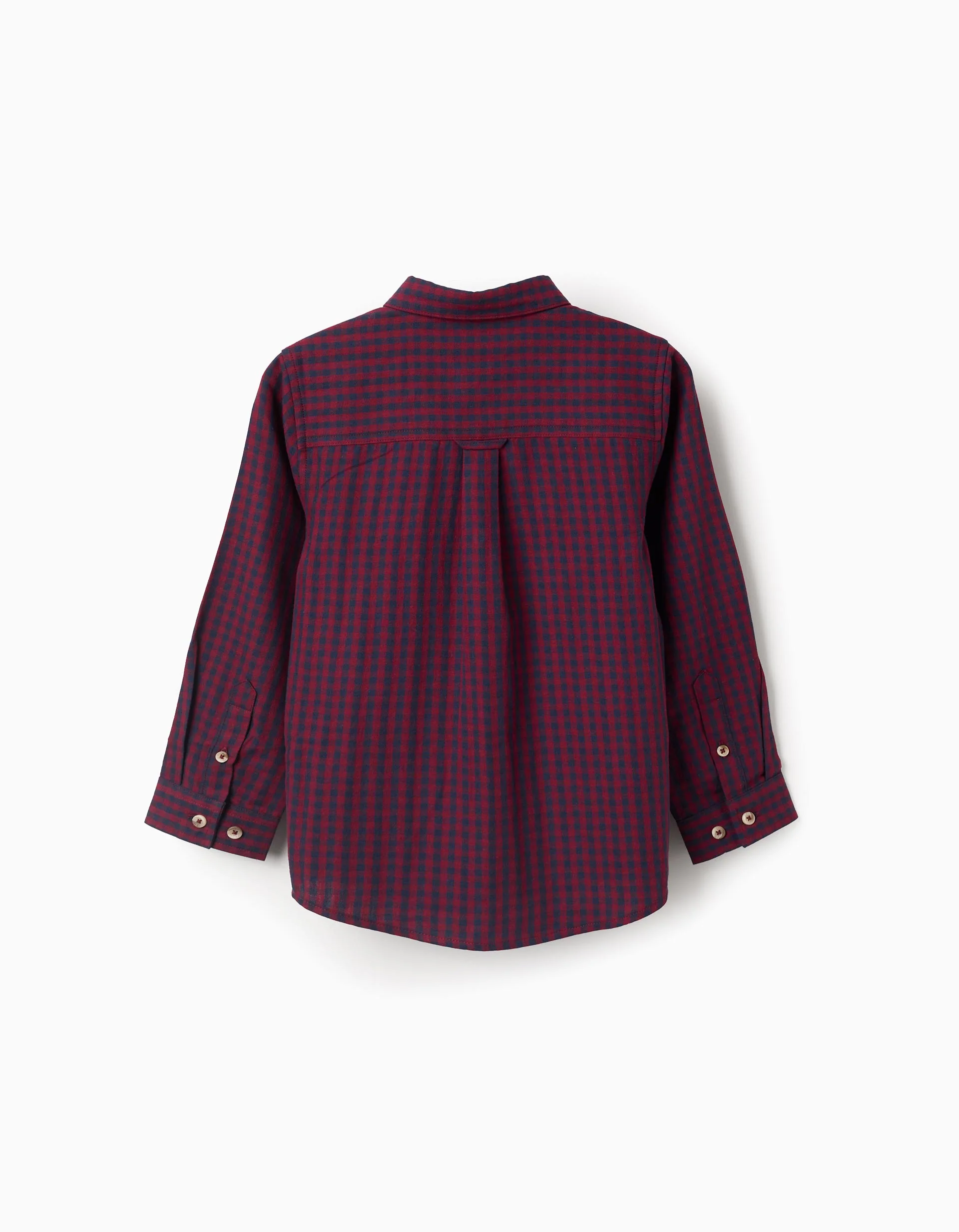 Cotton Shirt with Vichy Pattern for Boys, Red/Blue