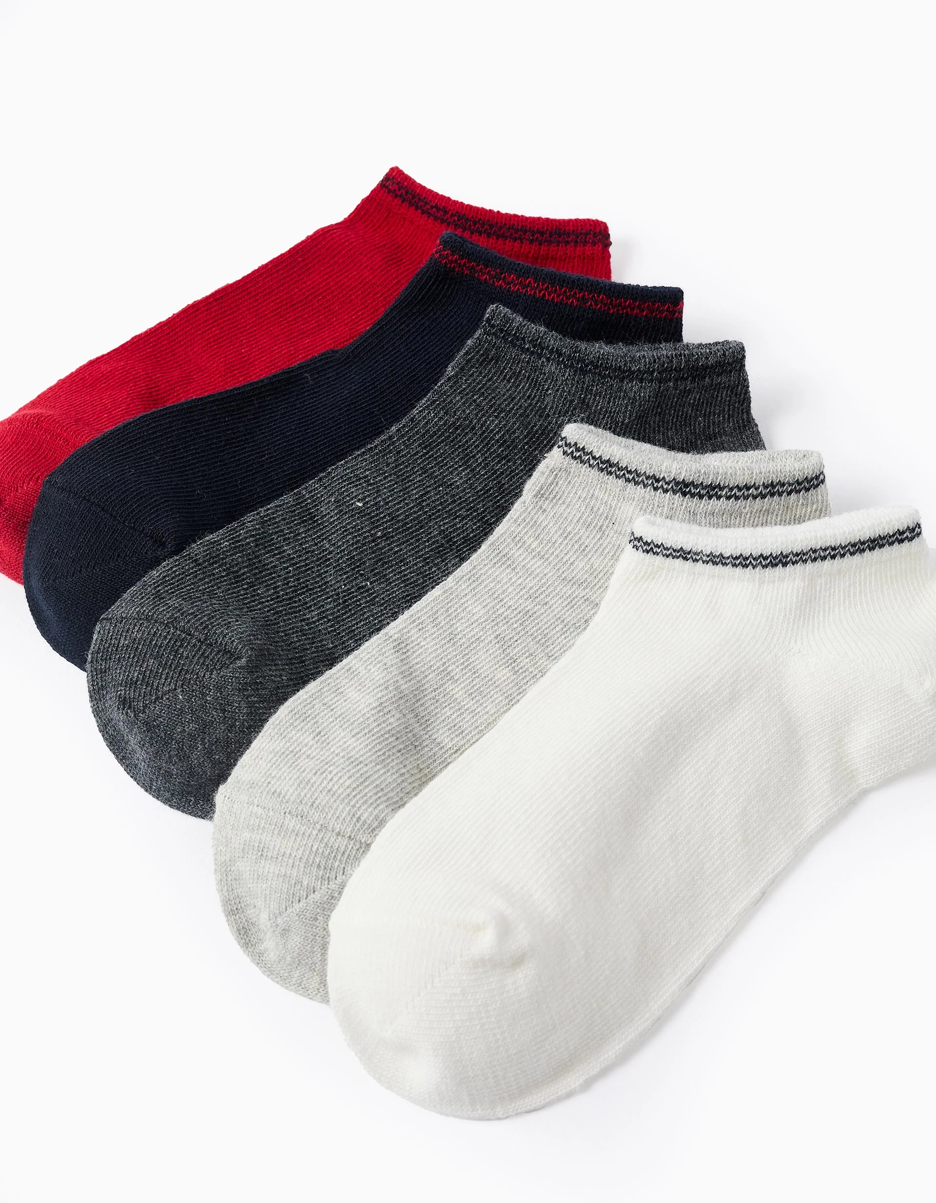 Pack of 5 Pairs of Ankle Socks with Stripes for Boys, Multicolour