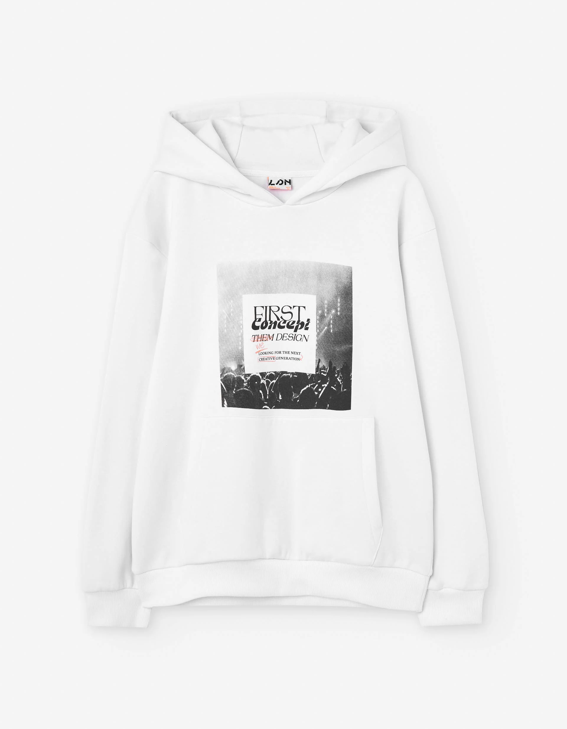 Brushed hooded sweatshirt with Concept print for boys, white