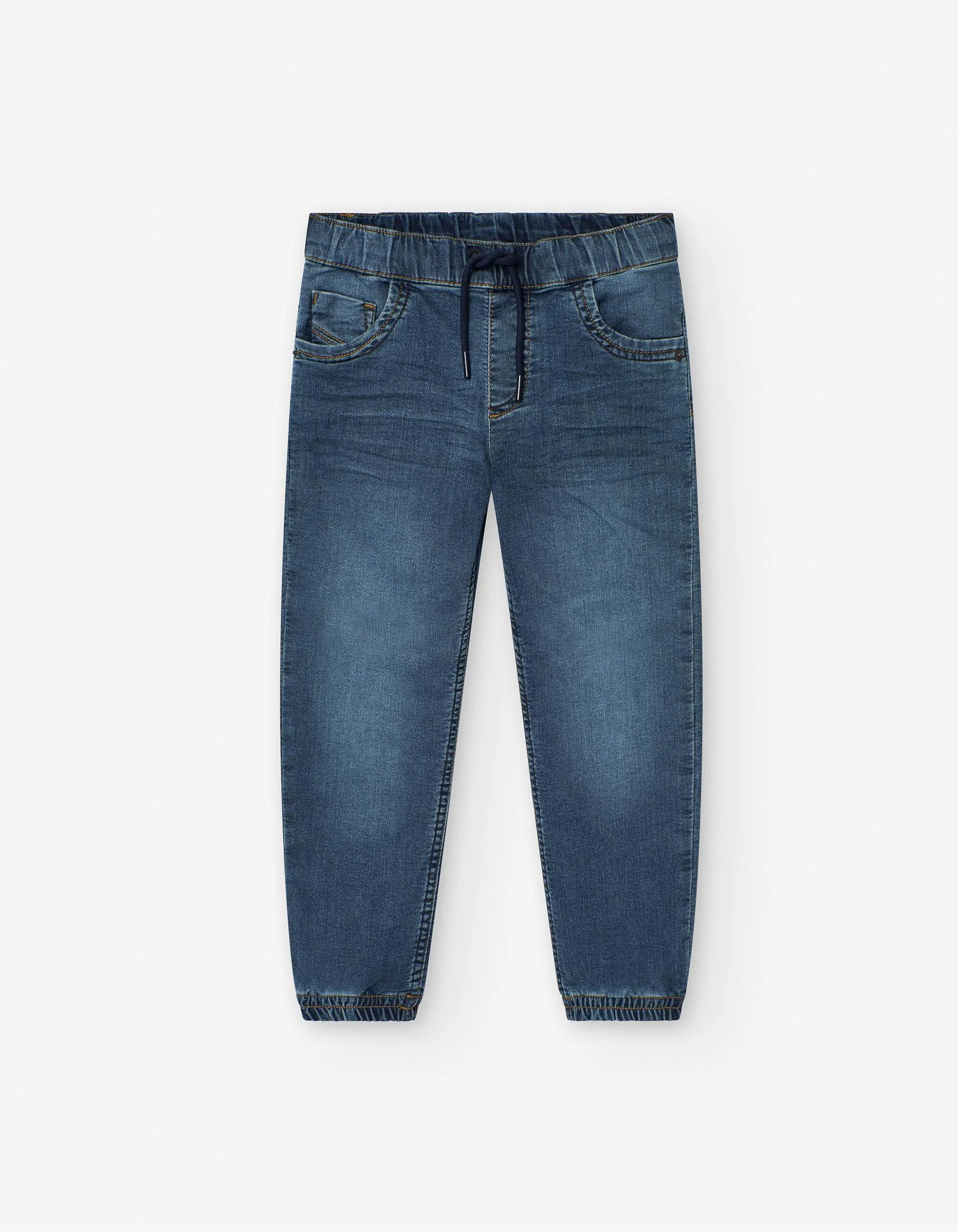 Denim joggers with functional drawstring for boys, blue