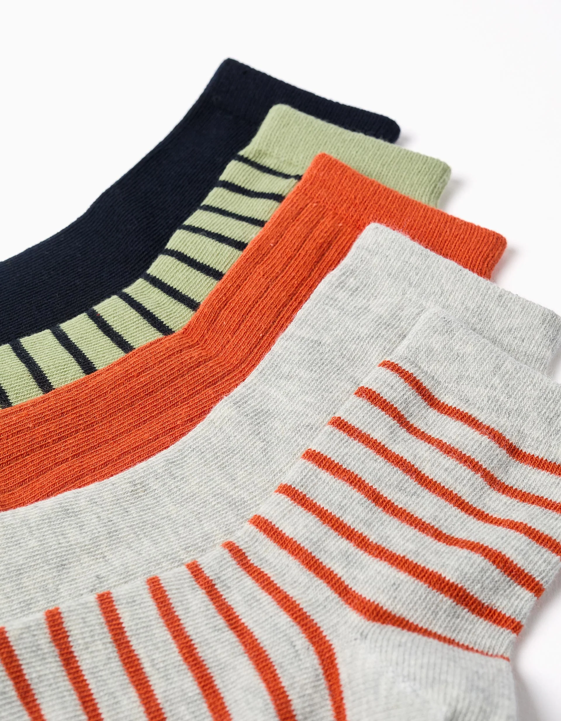 Pack of 5 Pairs of Striped Socks for Boys, Blue/Green/Grey/Orange