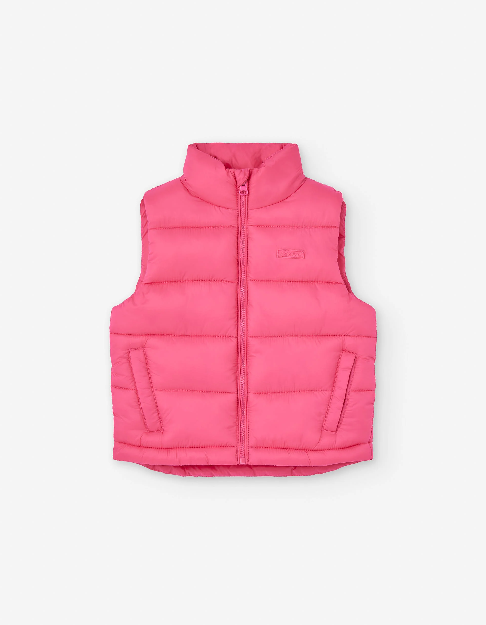 Nylon vest with padding for baby girls, pink