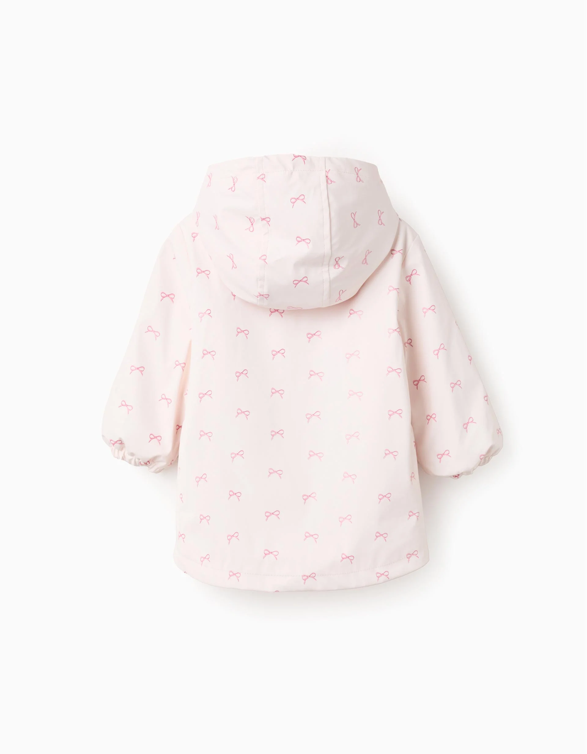 Rubber Parka with Hood and Fur for Baby Girls 'Bow', Pink