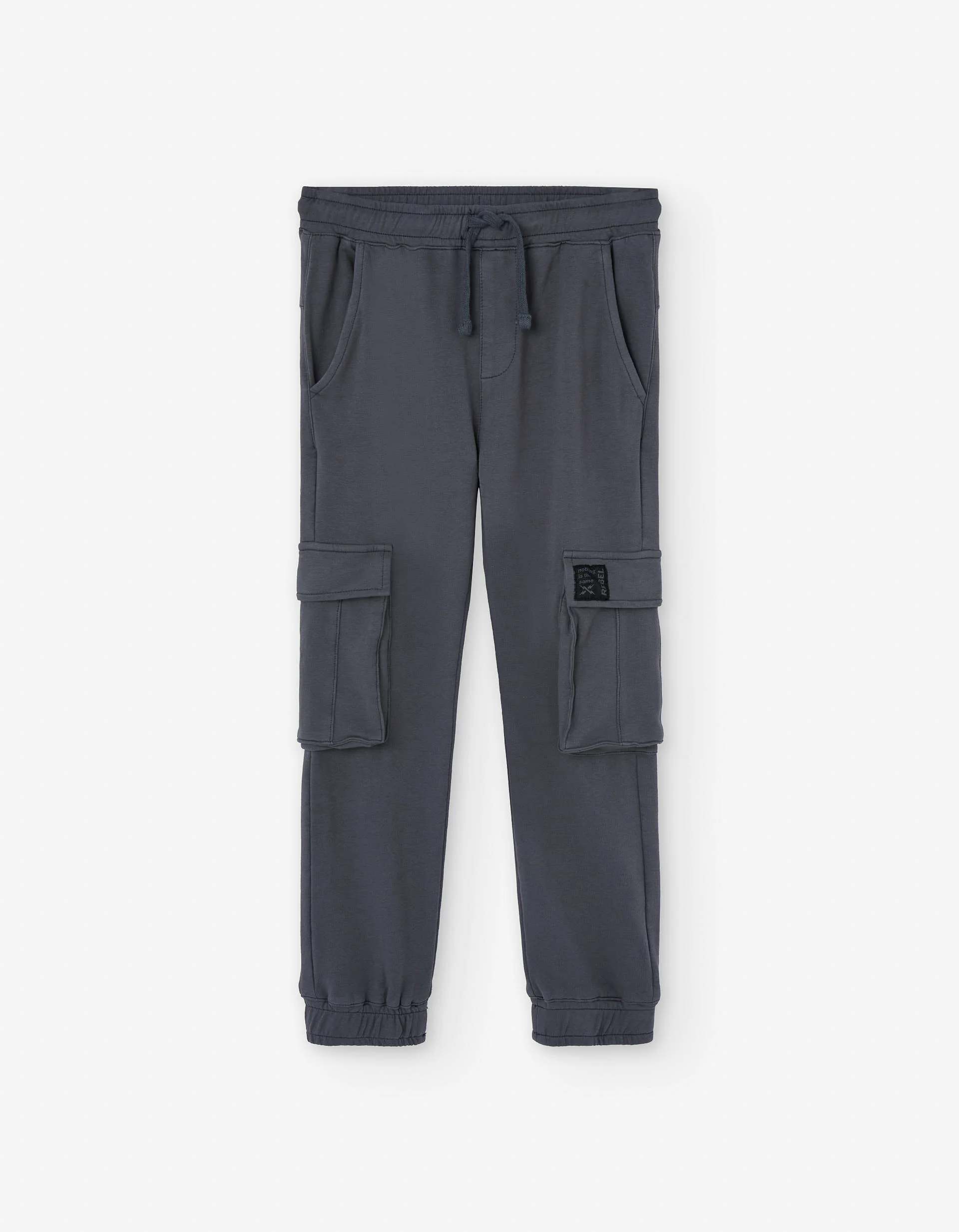Cotton joggers with cargo pockets for boys, dark grey