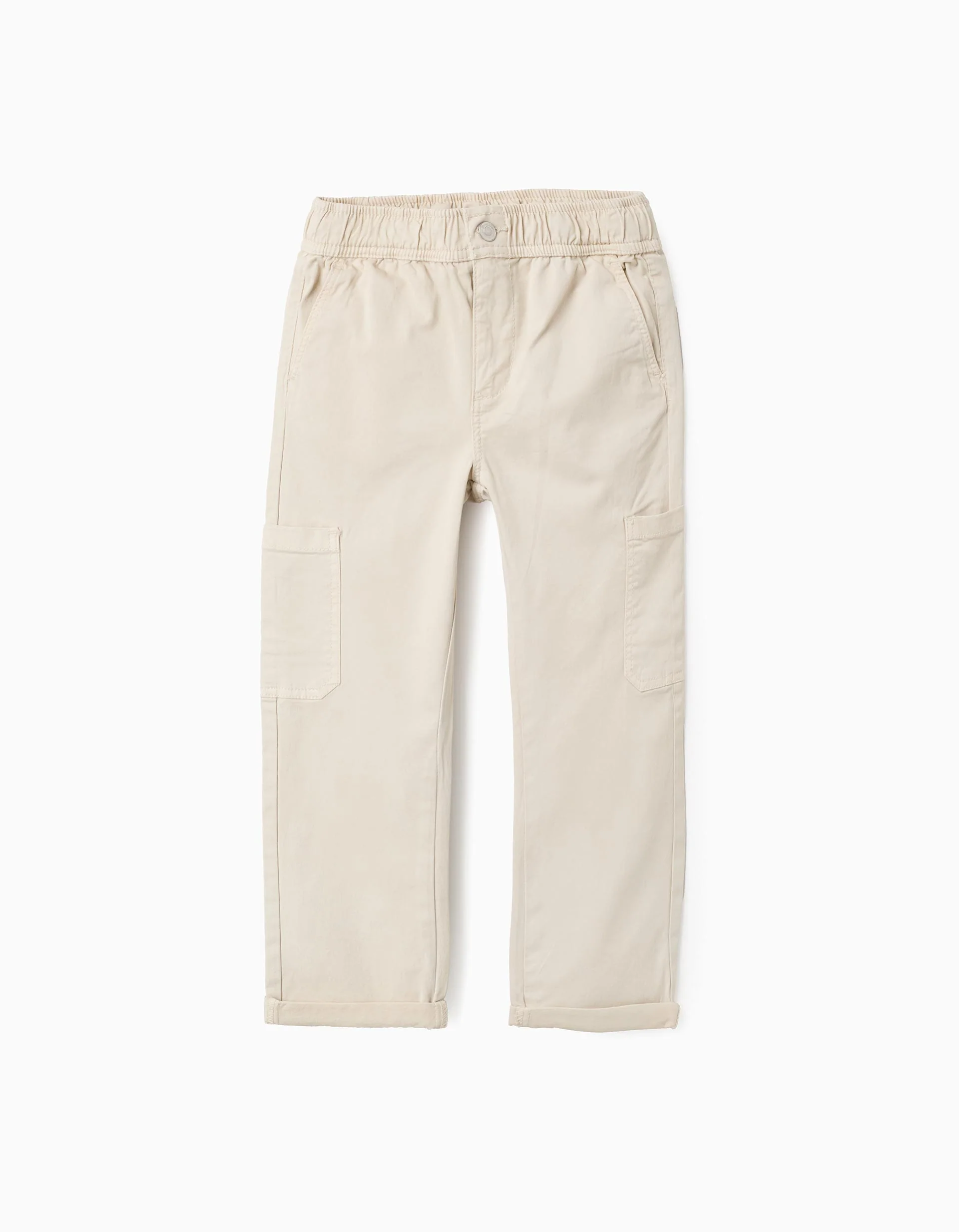 Twill Cargo Trousers for Boys, Beige