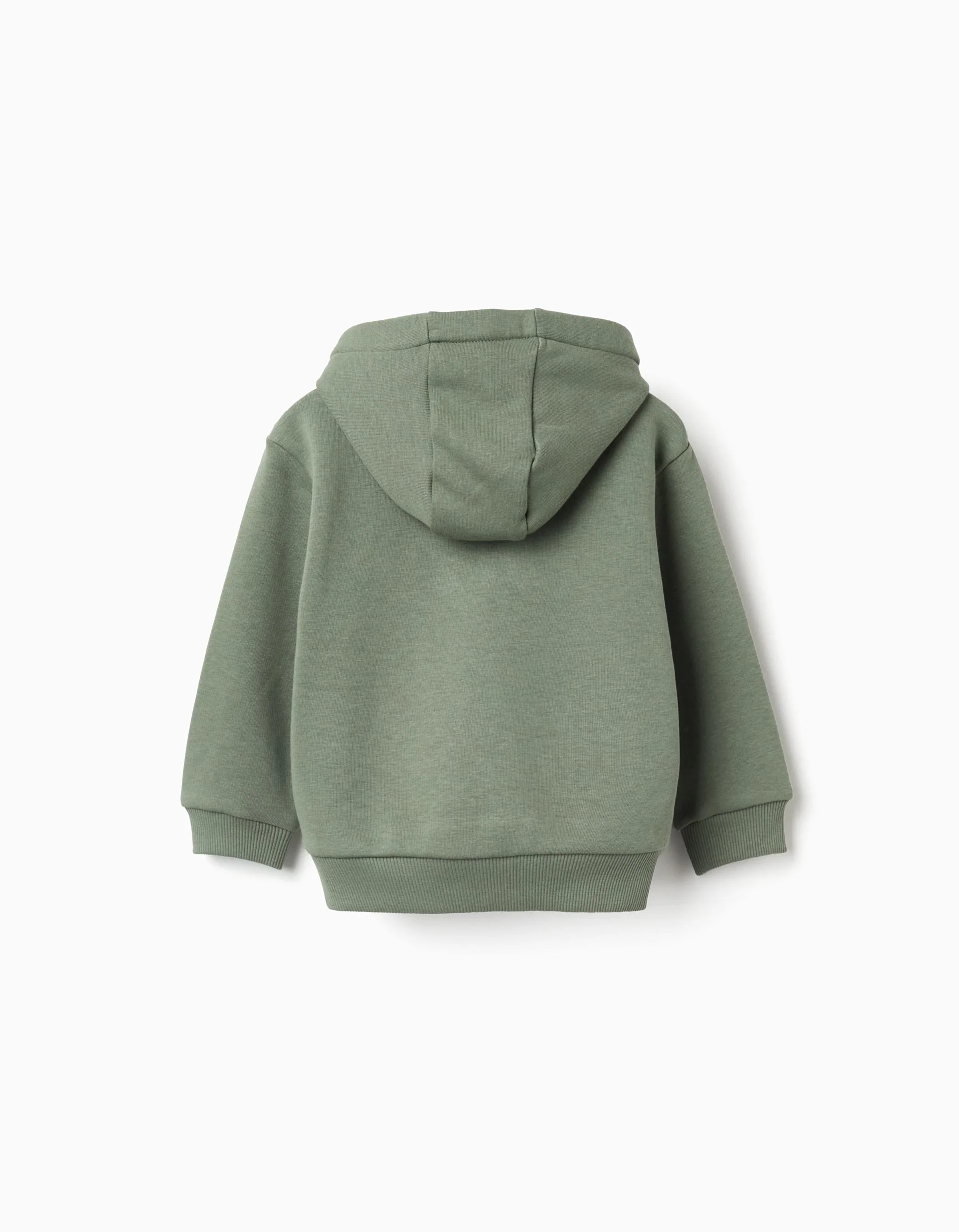 Brushed Hooded Sweatshirt with Embroidery for Baby Boys, Dark Green
