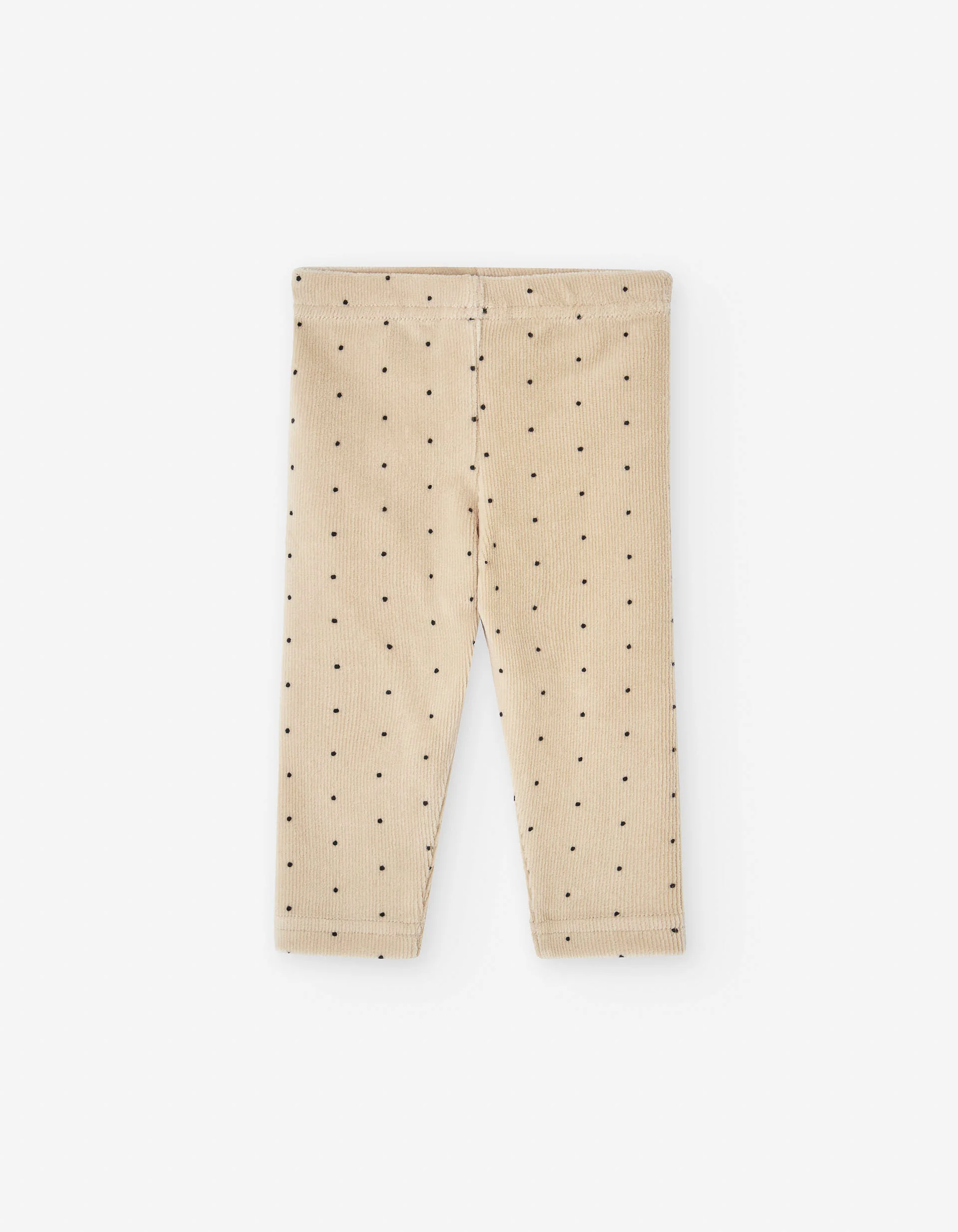 Corduroy leggings with polka dot pattern for baby girls, beige