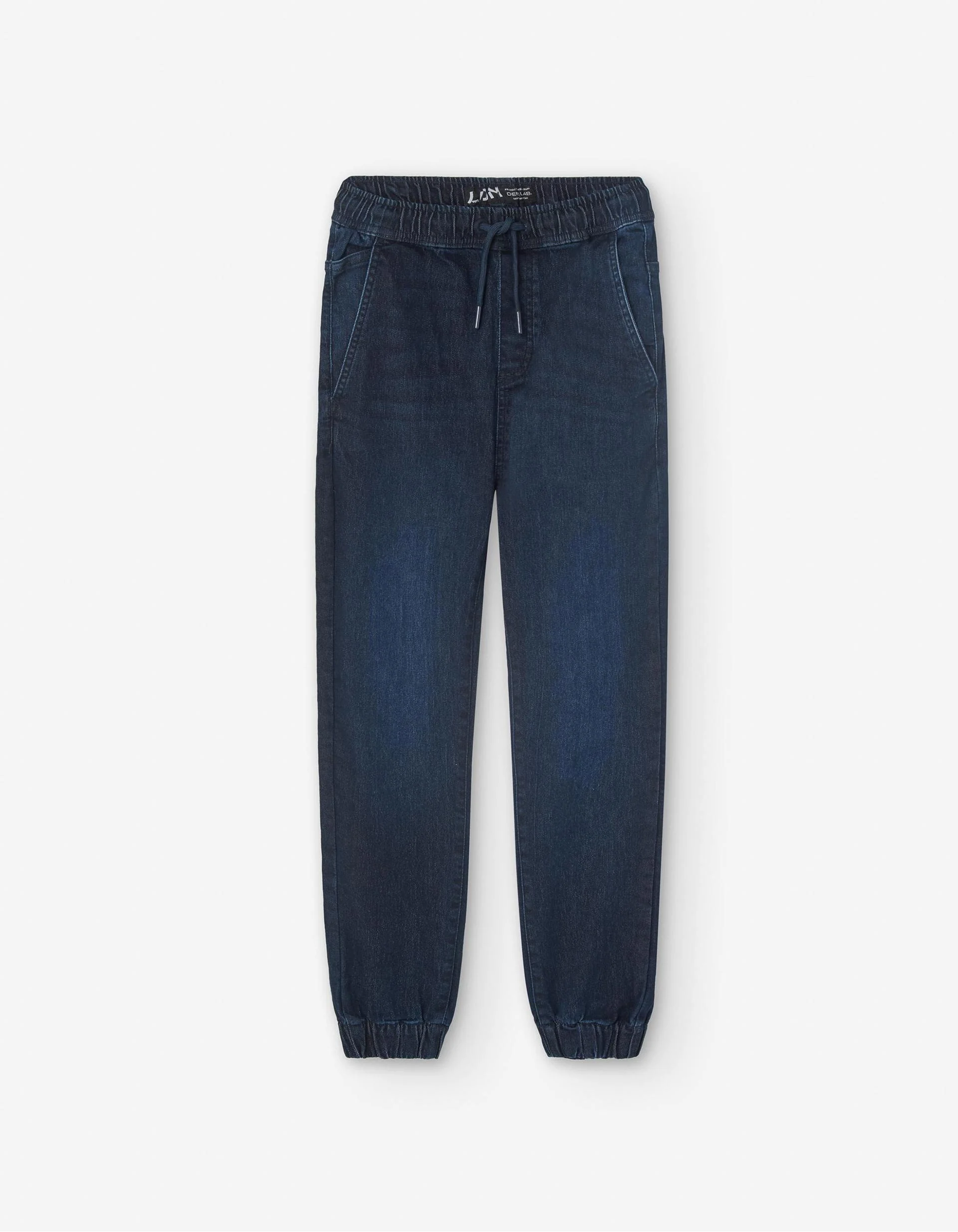 Denim joggers with drawstring and pockets for boys, dark blue