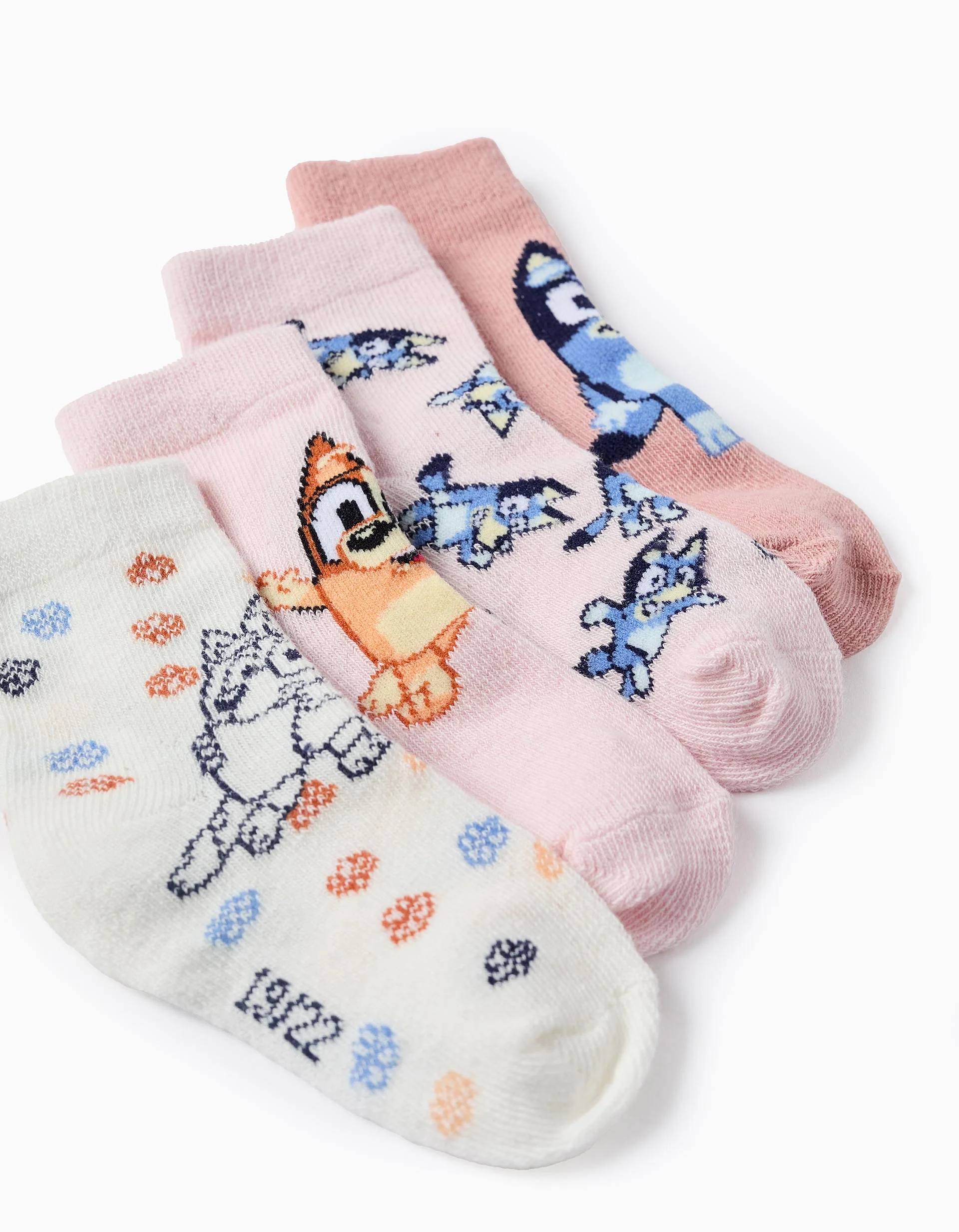 Pack of 4 Pairs of Socks for Baby Girls 'Bluey & Bingo', Pink