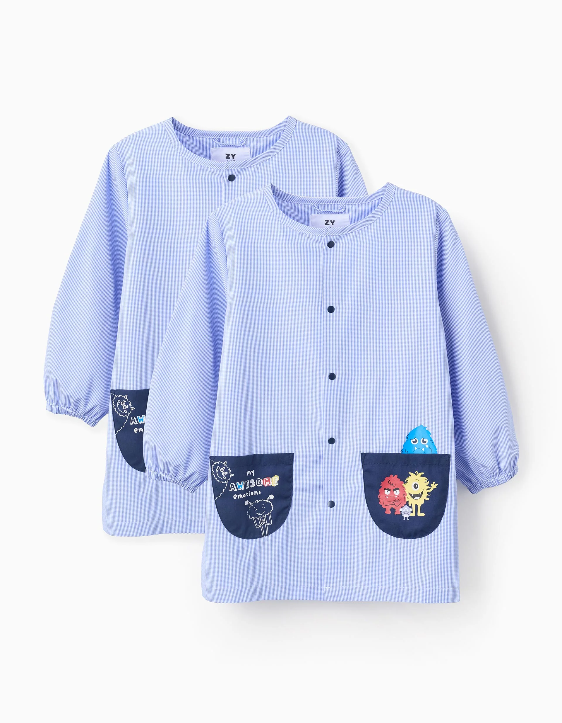 Pack of 2 Vichy School Gowns for Boys 'Emotions', Blue/White
