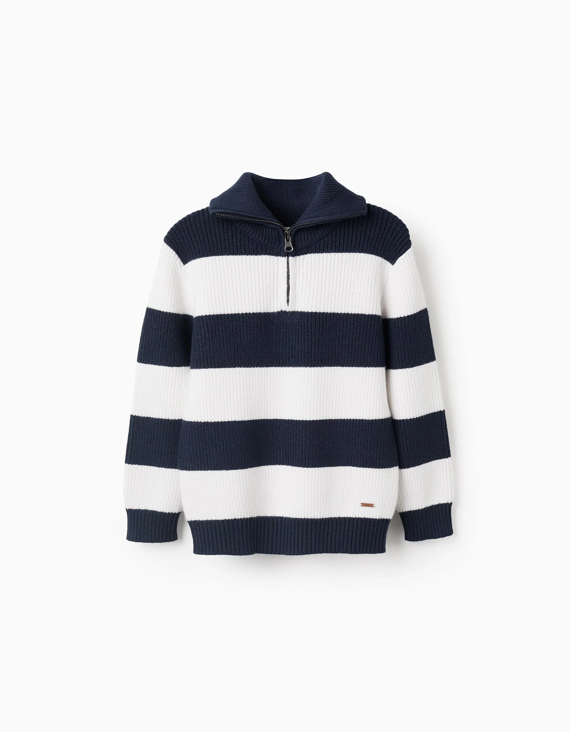 Ribbed Striped Jumper for Boys, White/Blue