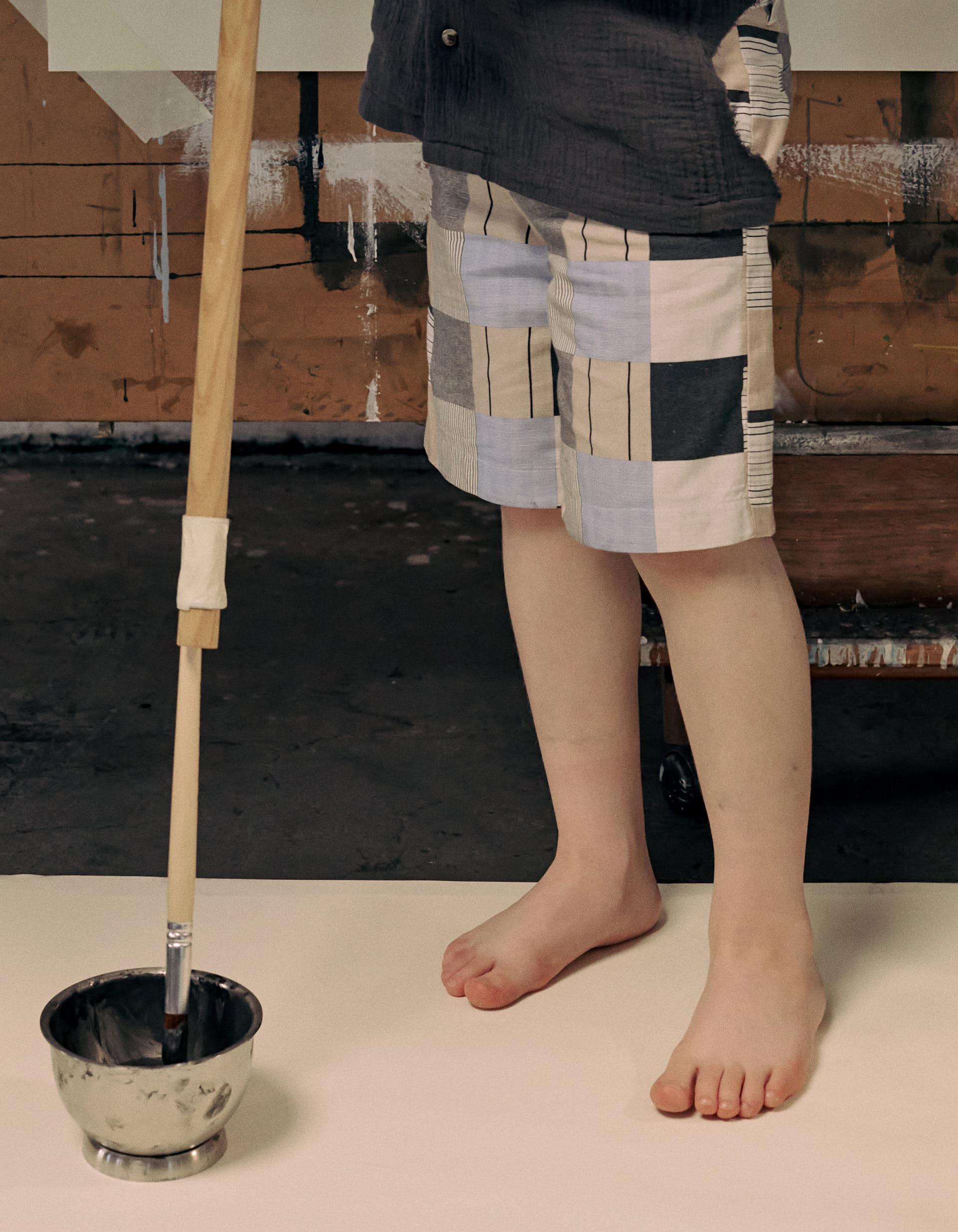 Cotton Shorts with Pattern for Boys 'B&S', Blue/Beige/Grey