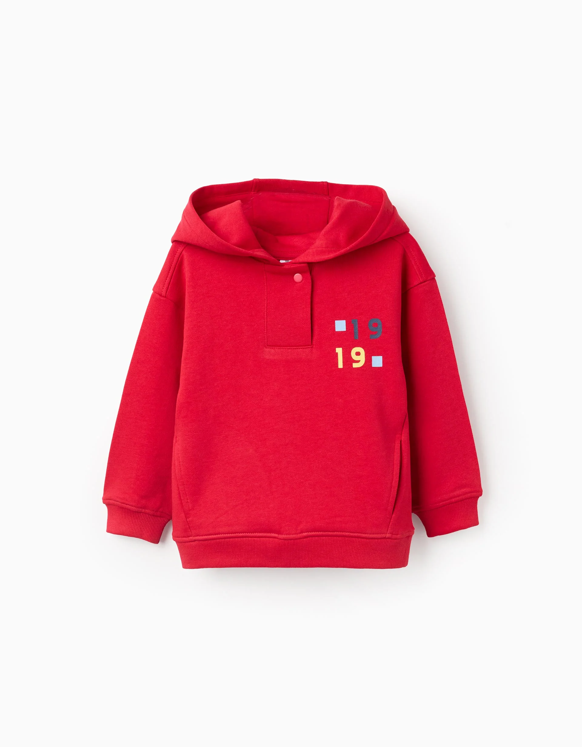 Cotton Hooded Sweatshirt for Baby Boys '1919', Red