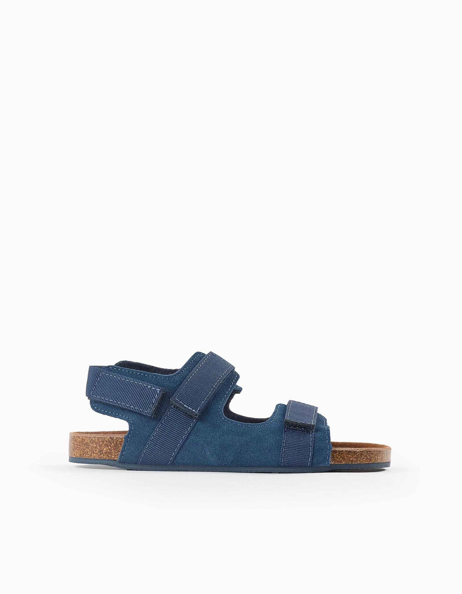Leather Sandals with Cork Sole for Boys, Dark Blue