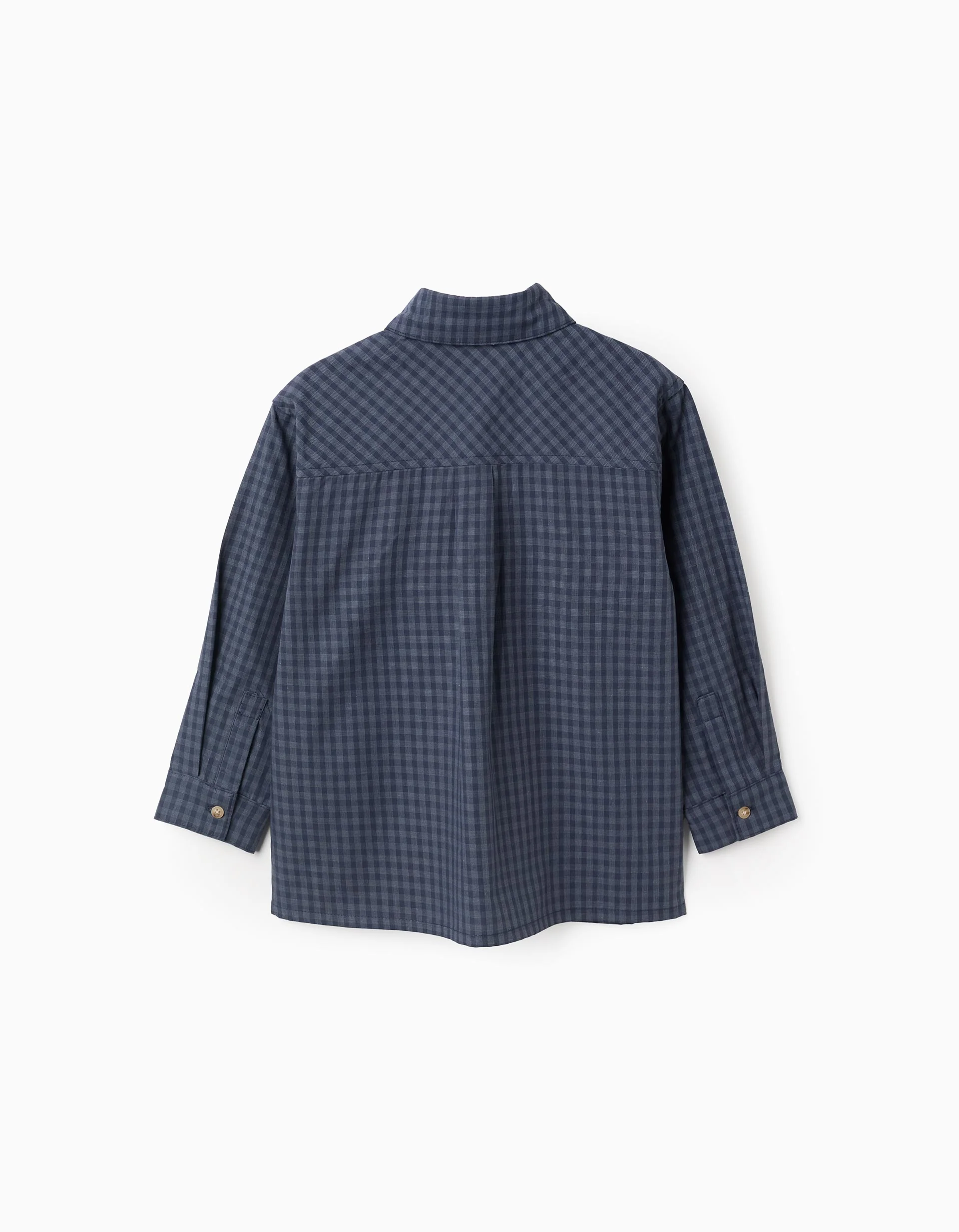 Vichy Shirt with Pocket for Boys, Dark Blue