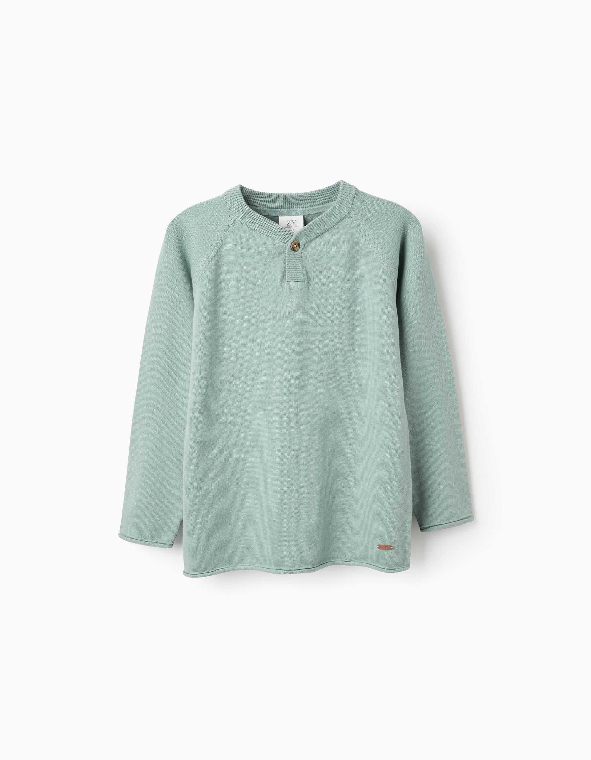Jumper with Rolled Edges for Boys, Aqua Green