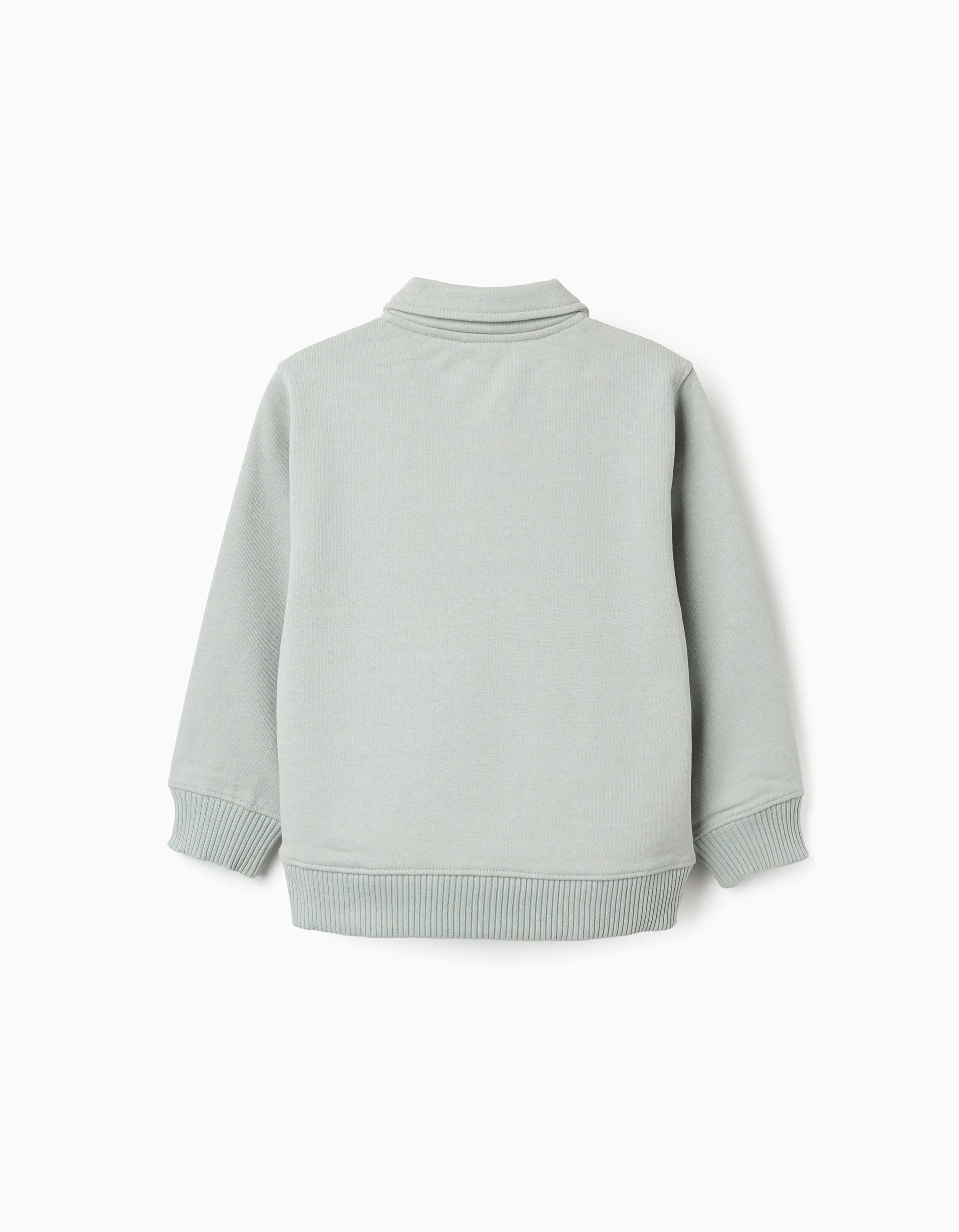 Brushed sweatshirt with polo collar for boys, green