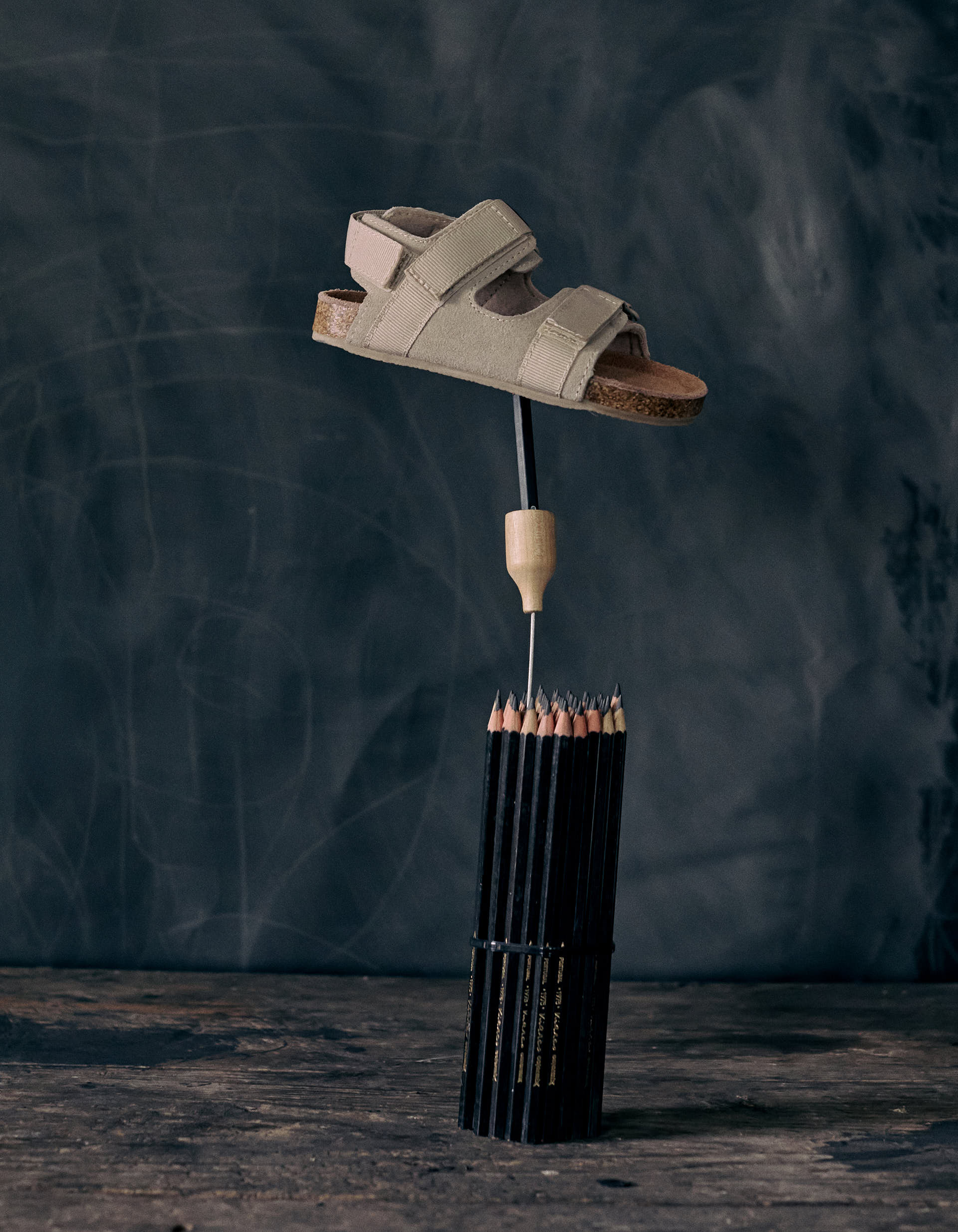 Leather Sandals with Cork Sole for Boys, Beige