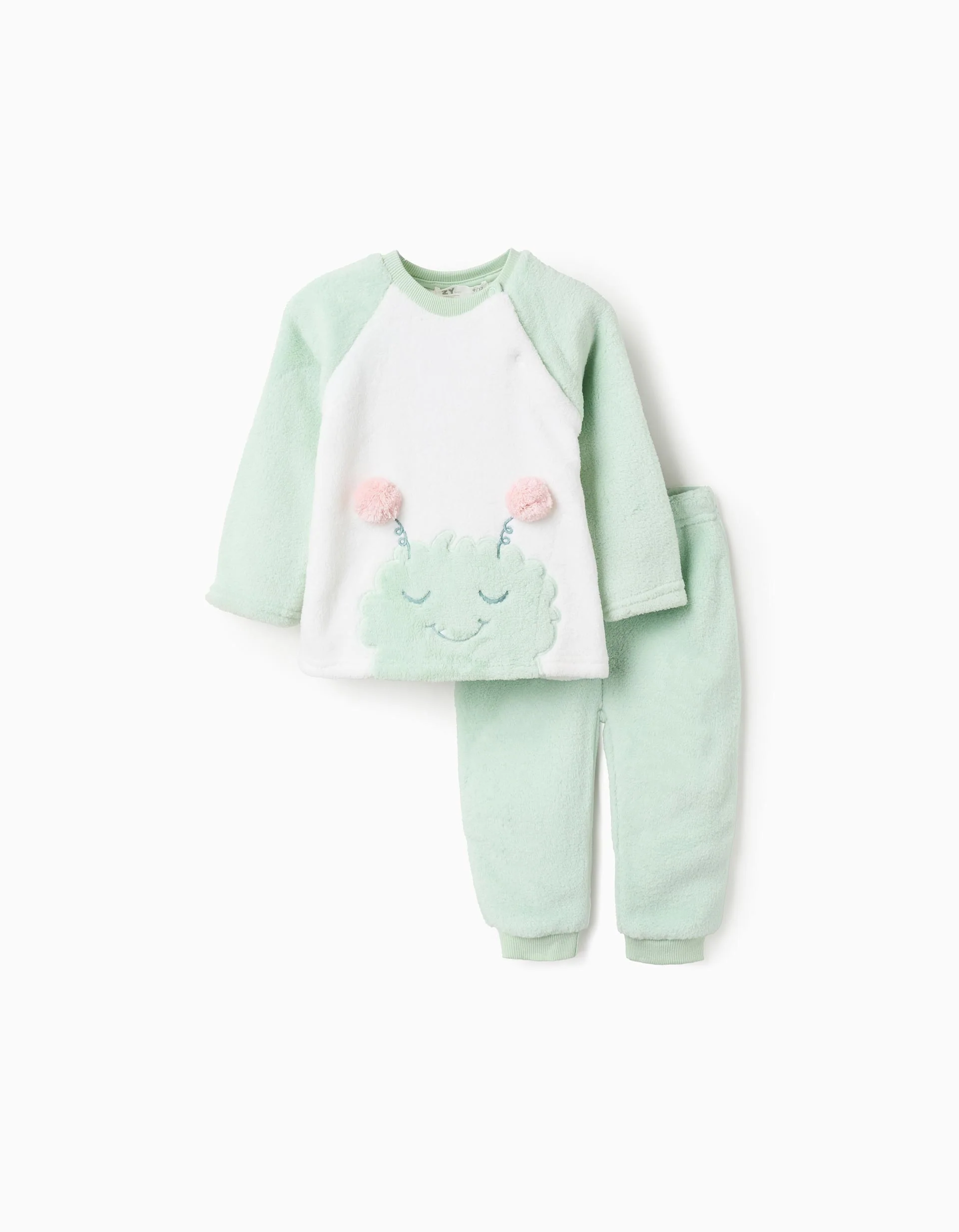 Plush pyjamas with Monsters of Emotions for baby girls, green/white