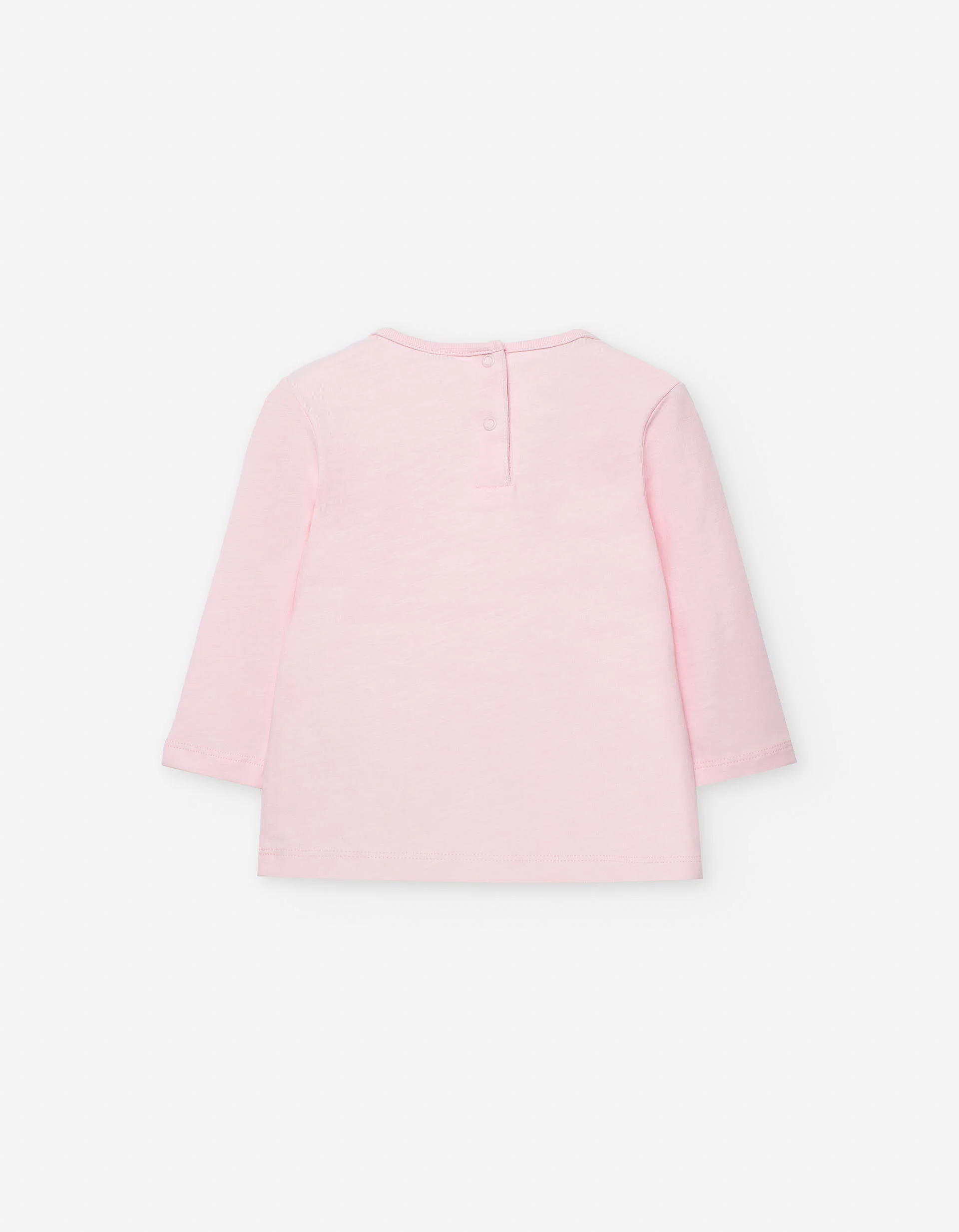 Long sleeve cotton T-shirt with 'big hug' print for baby girls, pink