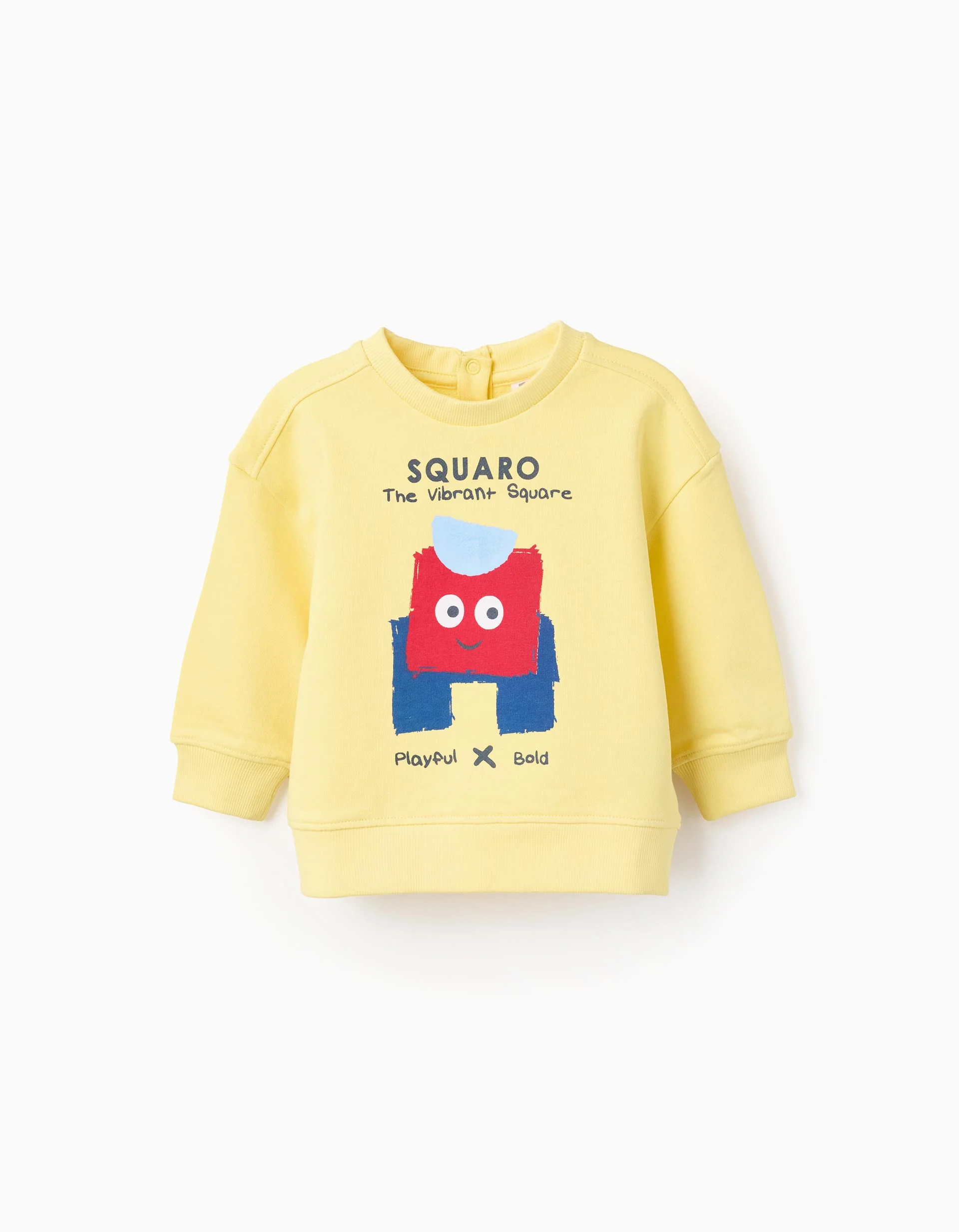 Cotton Sweatshirt with Print for Baby Boys 'Squaro', yellow