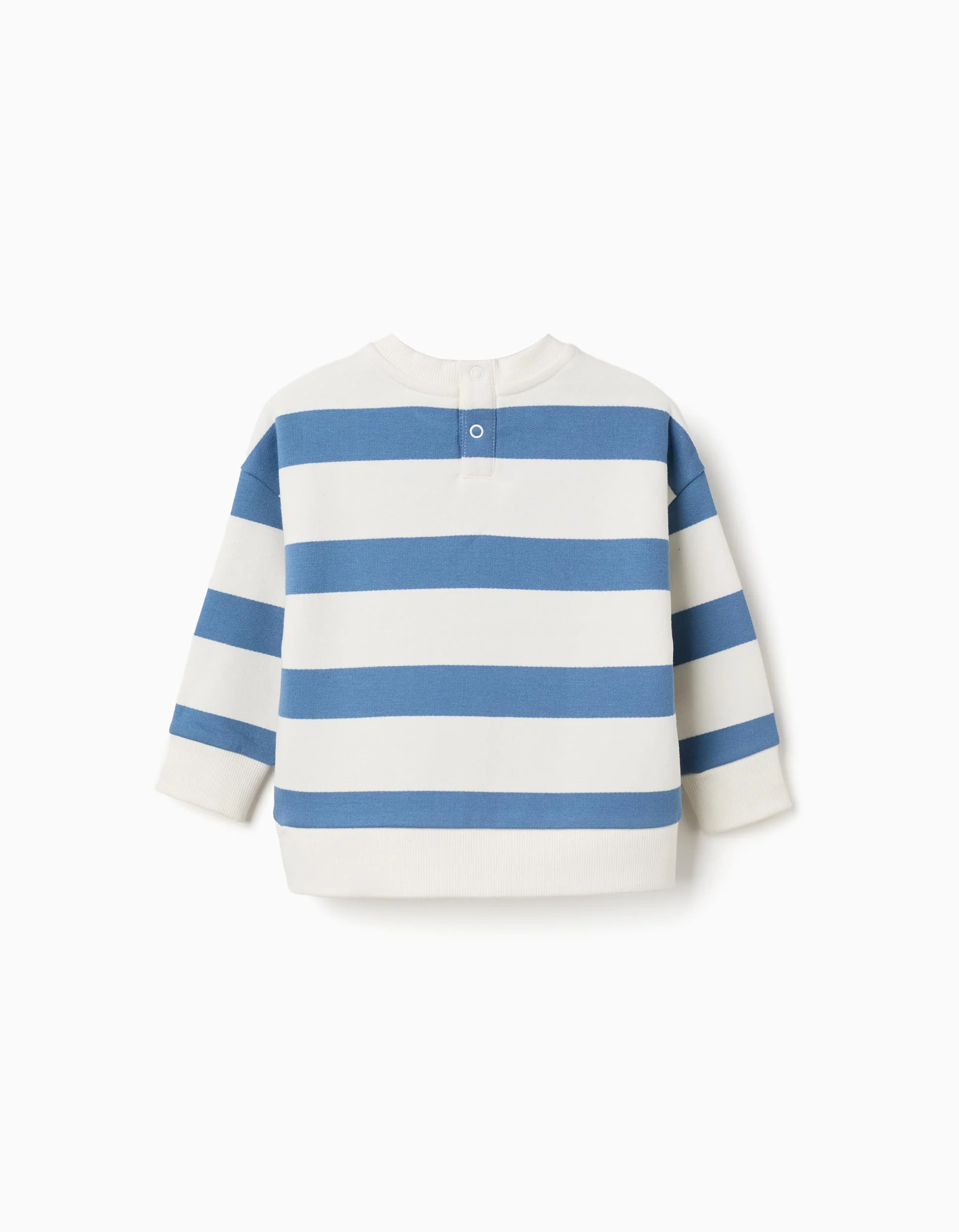 Striped brushed sweatshirt with Mickey print for baby boys, blue/white