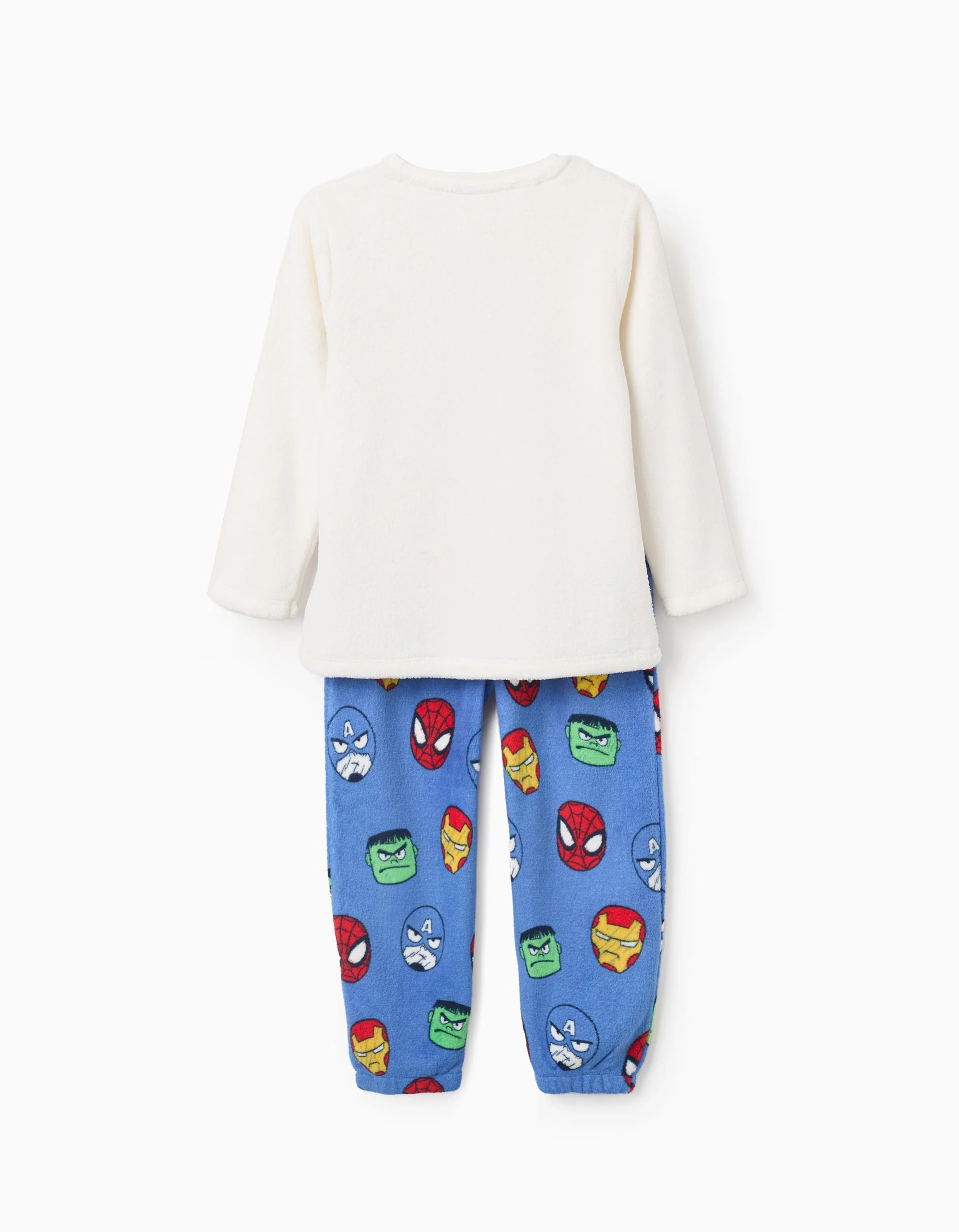 Coral fleece pyjamas with Avengers print for boys, white/blue
