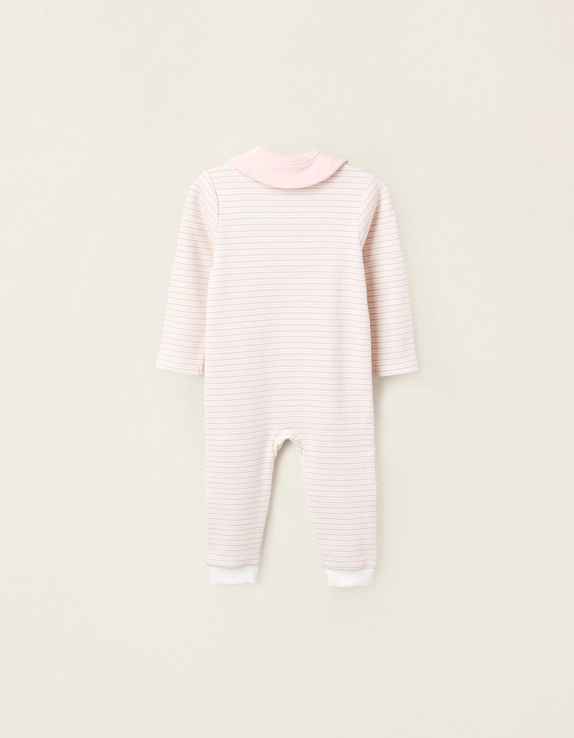 Sleepsuit + Bib for Newborn Girls 'Family Love', Beige/Pink