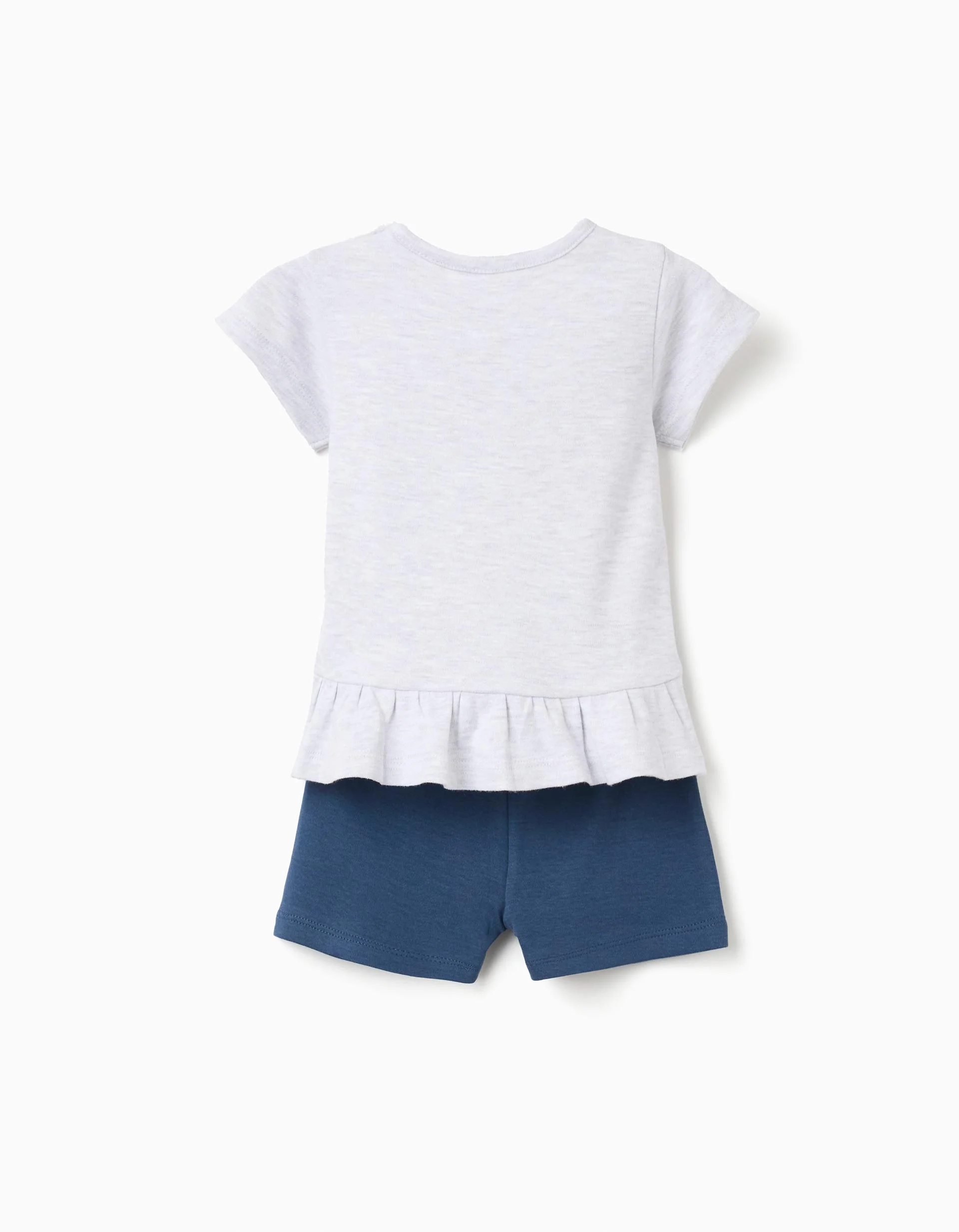 Cotton pyjamas with 'Marie' print for baby girls, grey/blue