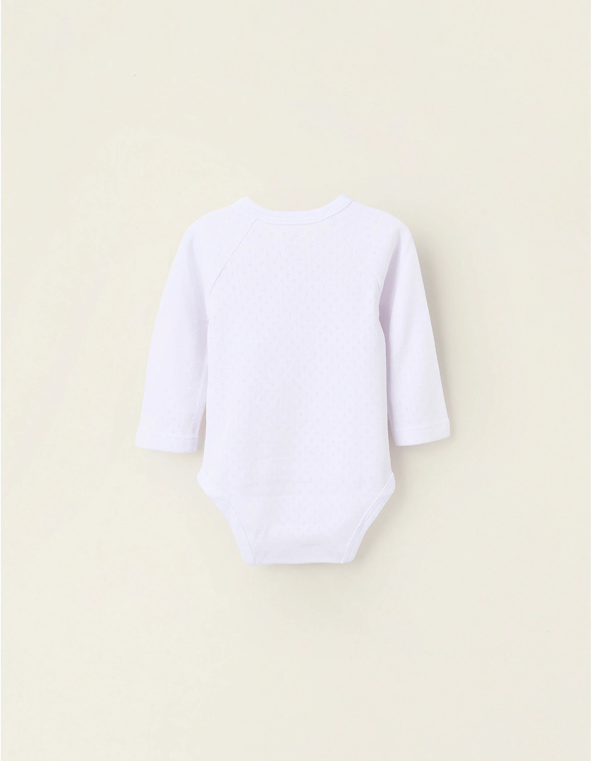 Pack of 4 Wrapover Bodysuits in Pointelle for Newborn Girls and Babies, White