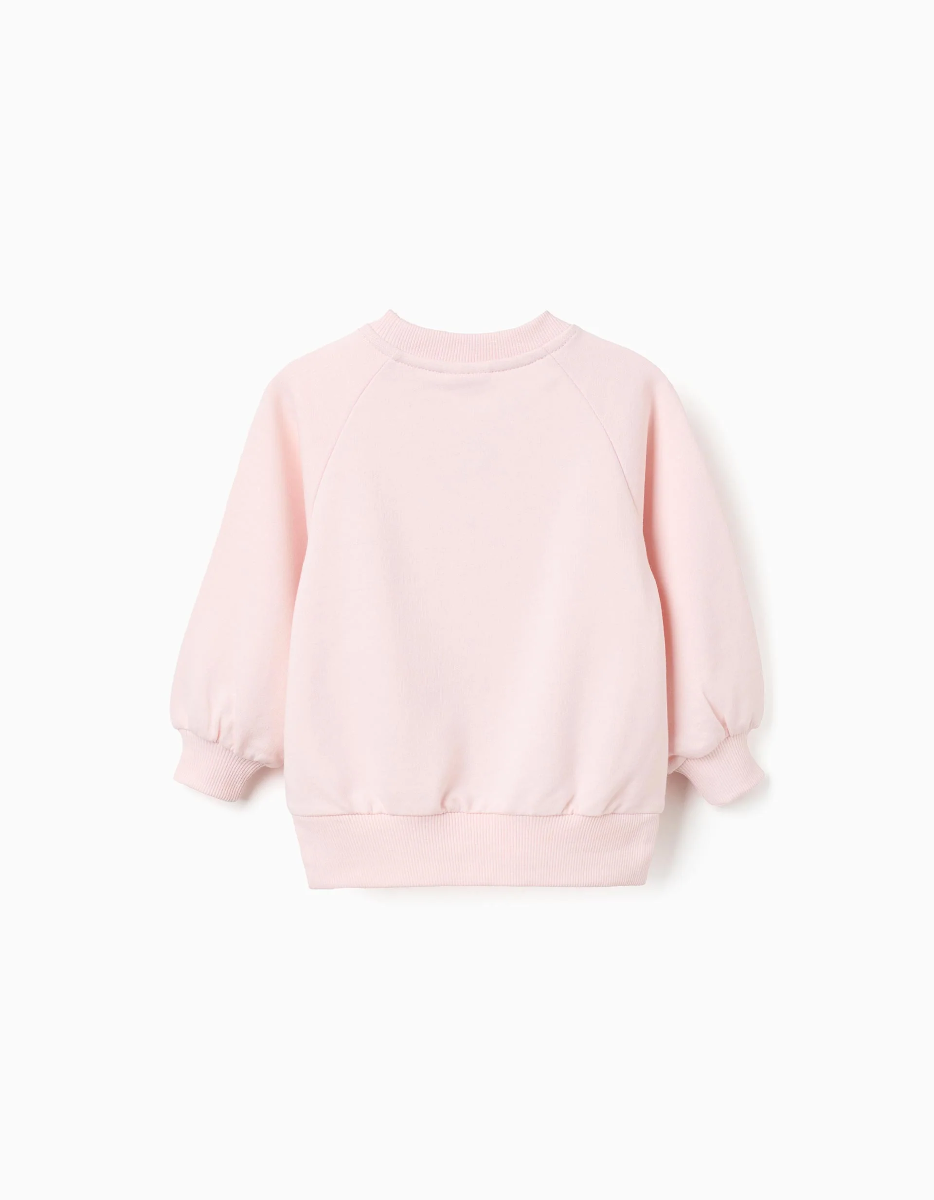 Cotton Sweatshirt with Embossed Croissants Print for Girls, Pink