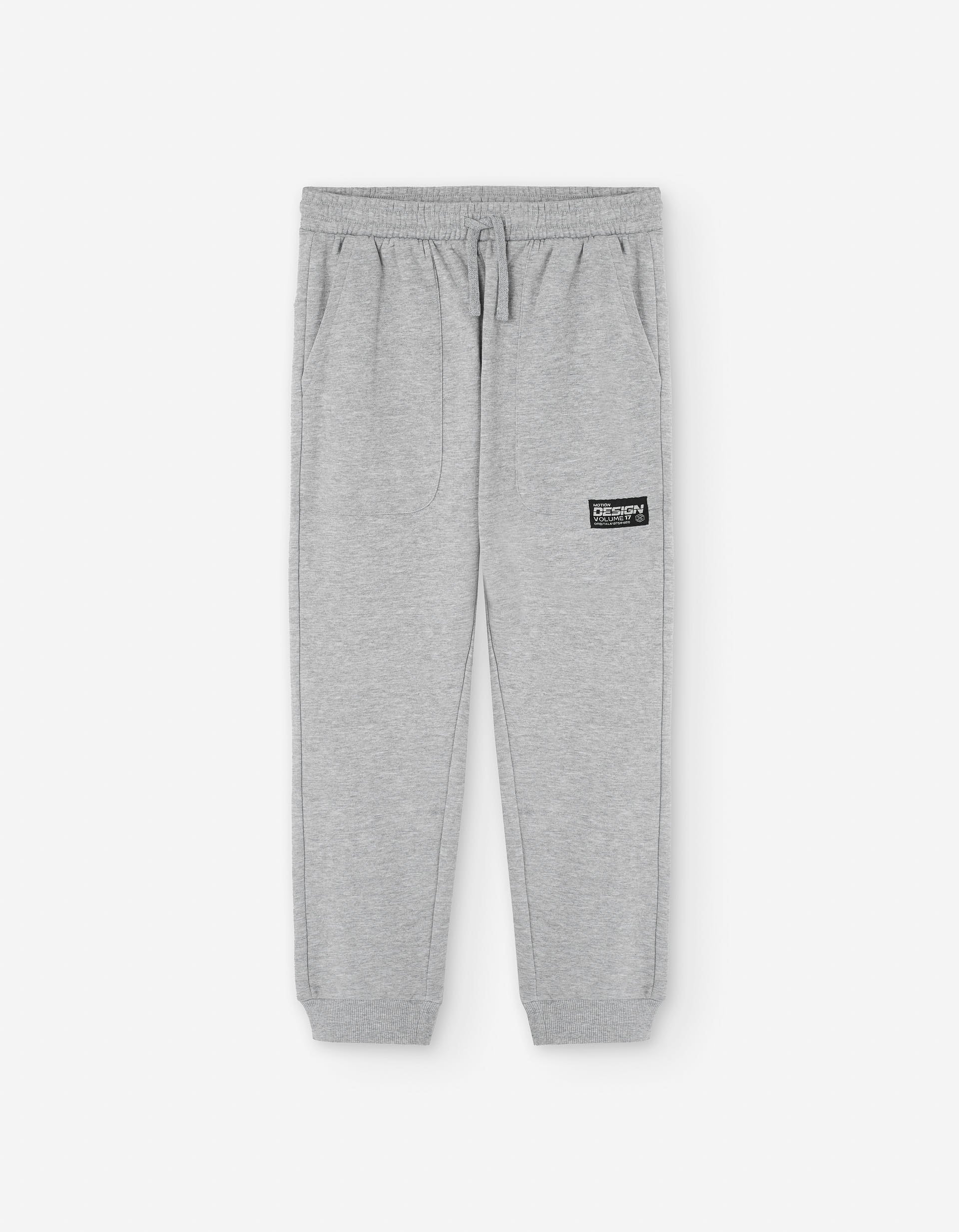 Brushed joggers with drawstring and pockets for boys, light grey