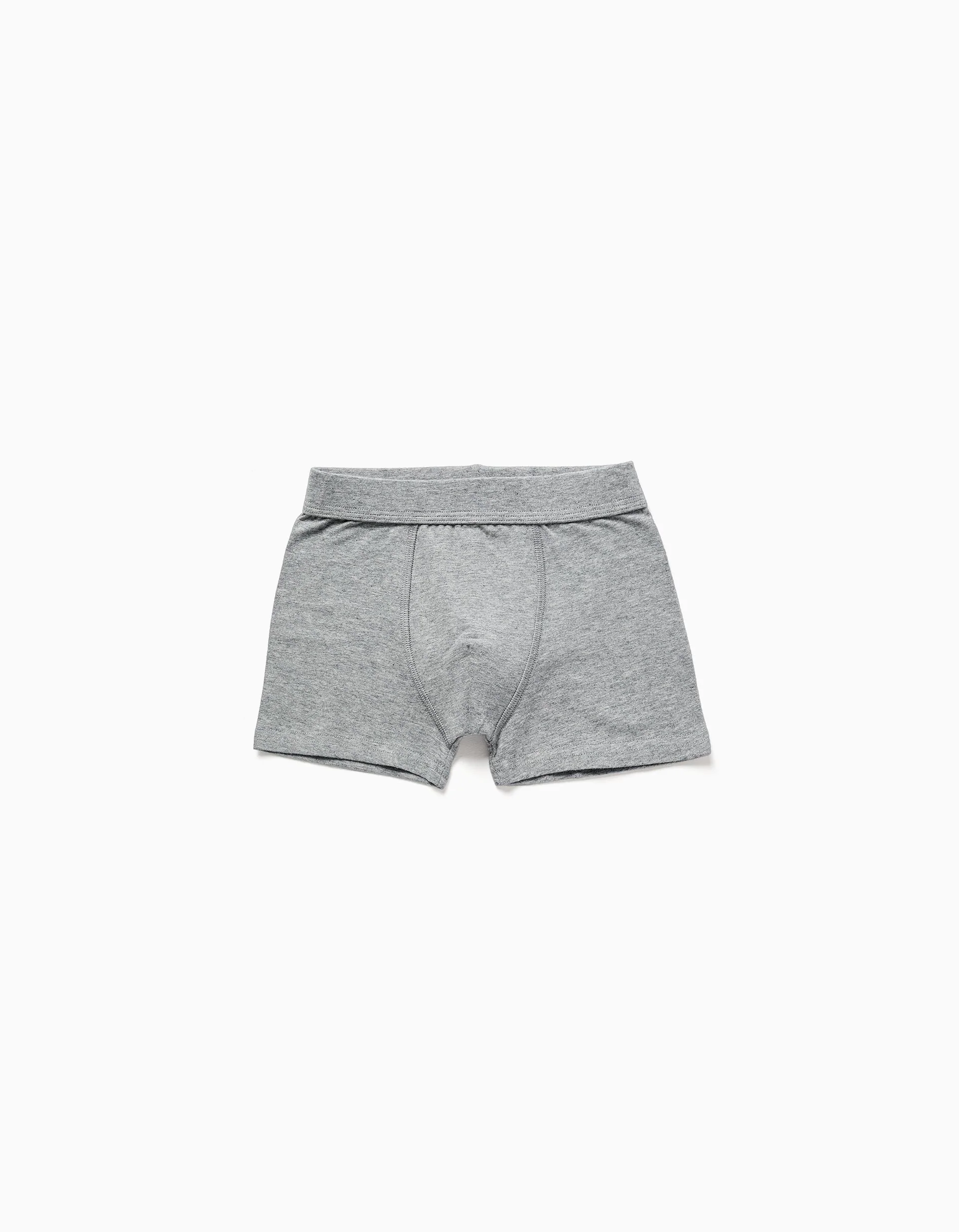 Pack of 4 plain/striped boxer shorts for boys, white/grey
