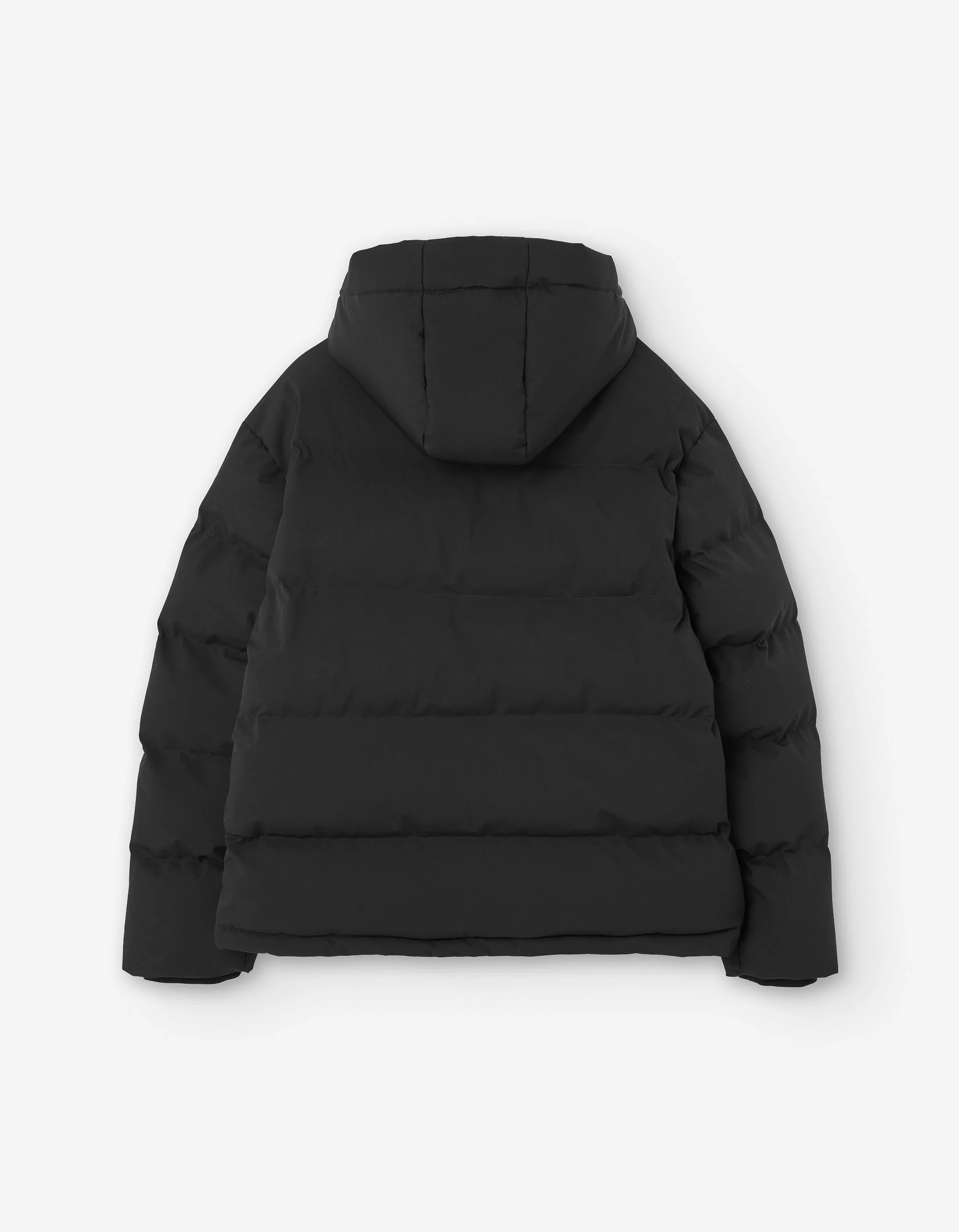 Hooded puffer jacket with front pockets for boys, black